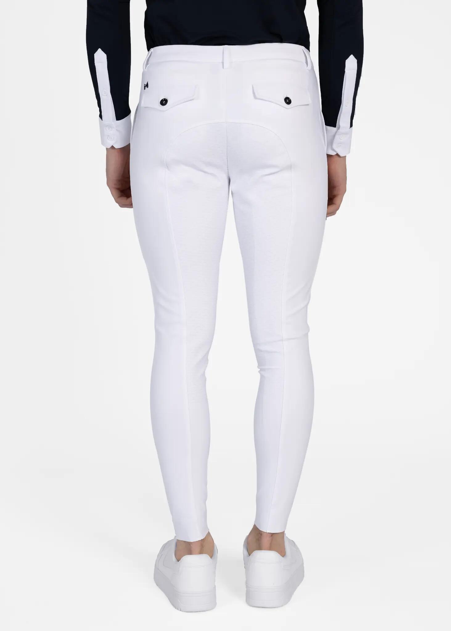 Pantalón Hombre Equitación Maximilian Founder Full Grip Blanco 3/7