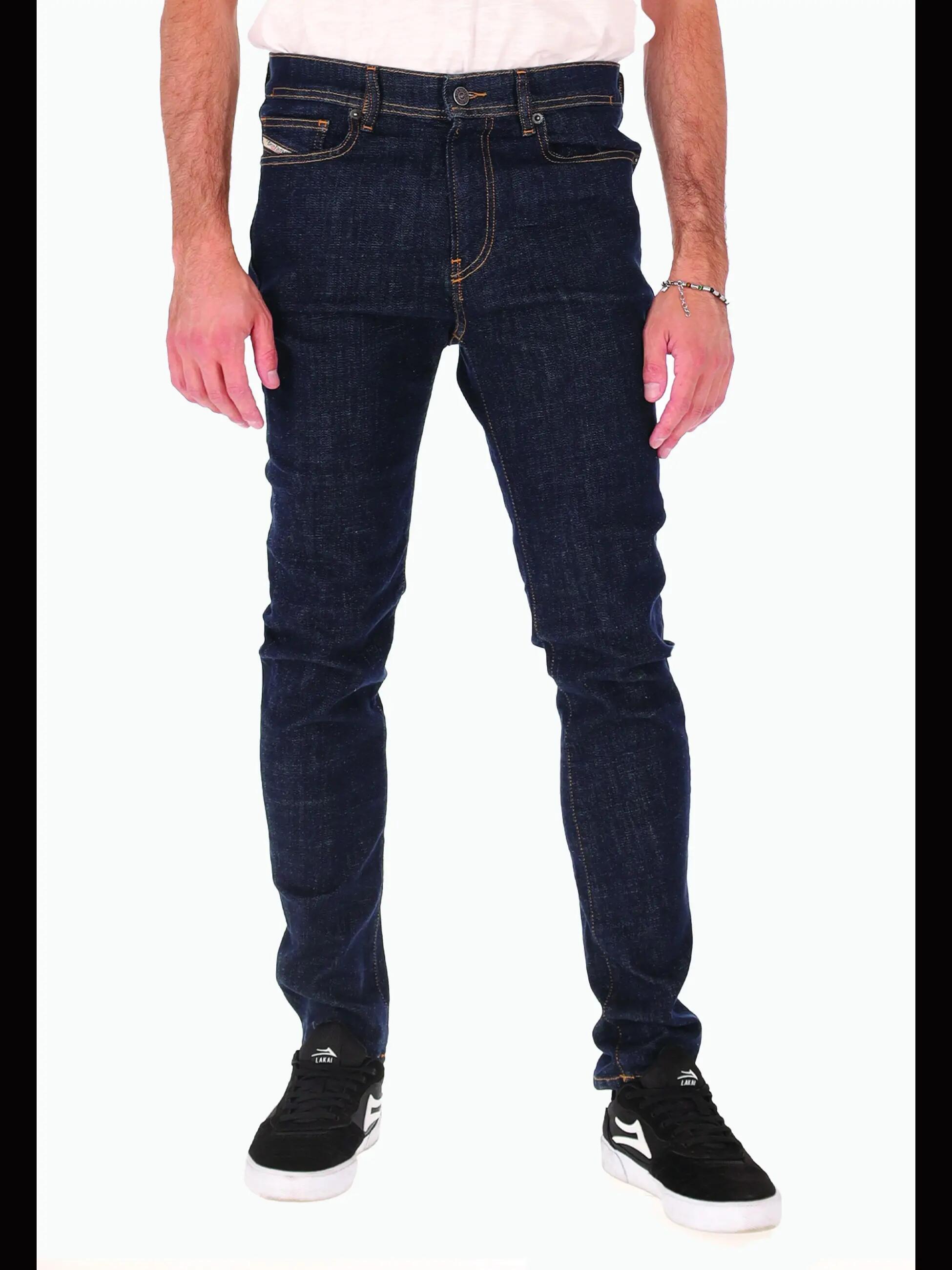 Pantaloni Diesel Bărbați Denim Albastru Închis Elastic Fermoar