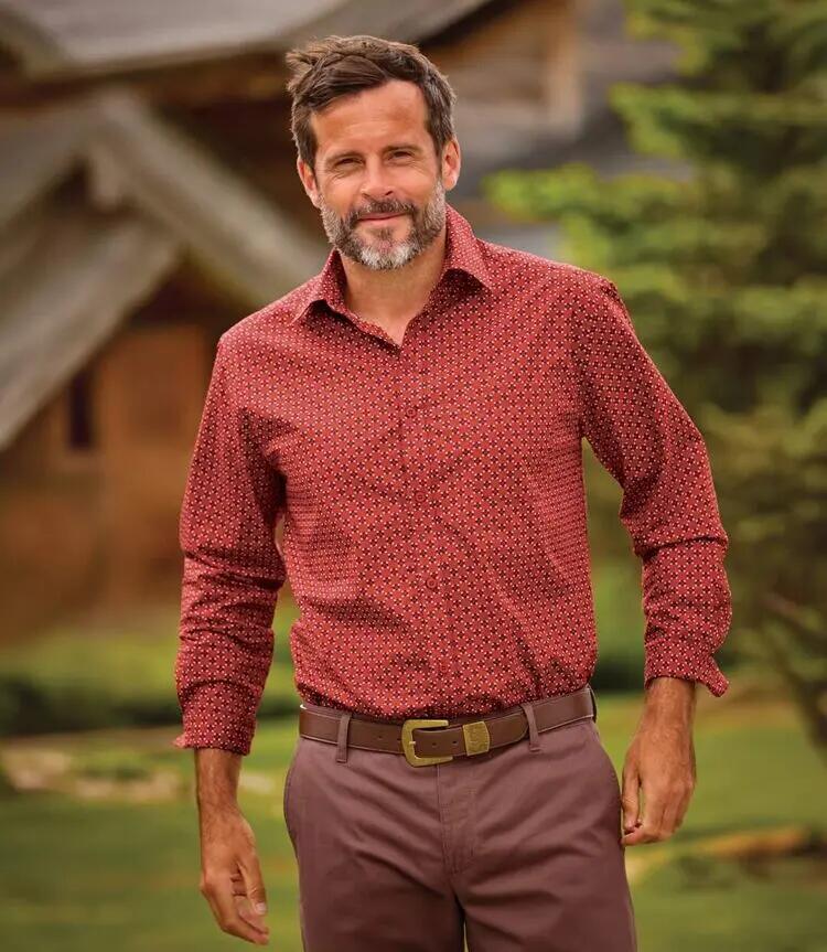 La Chemise Popeline Rouge à Micro-Motifs 4/8
