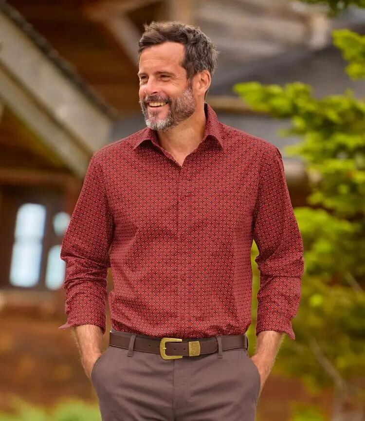 La Chemise Popeline Rouge à Micro-Motifs 2/8