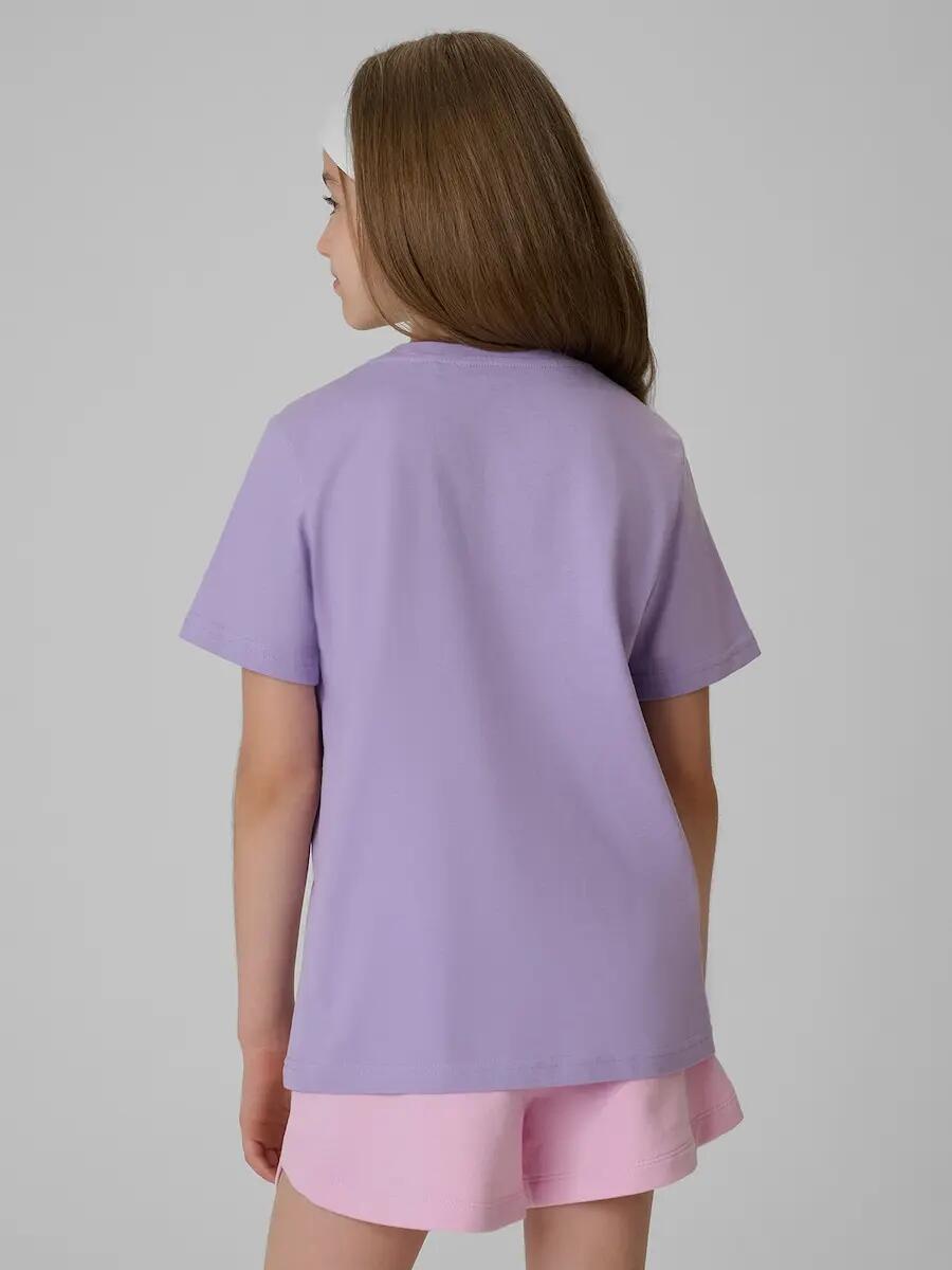 T-shirt regular z nadrukiem dziewczęcy 4F 2/6