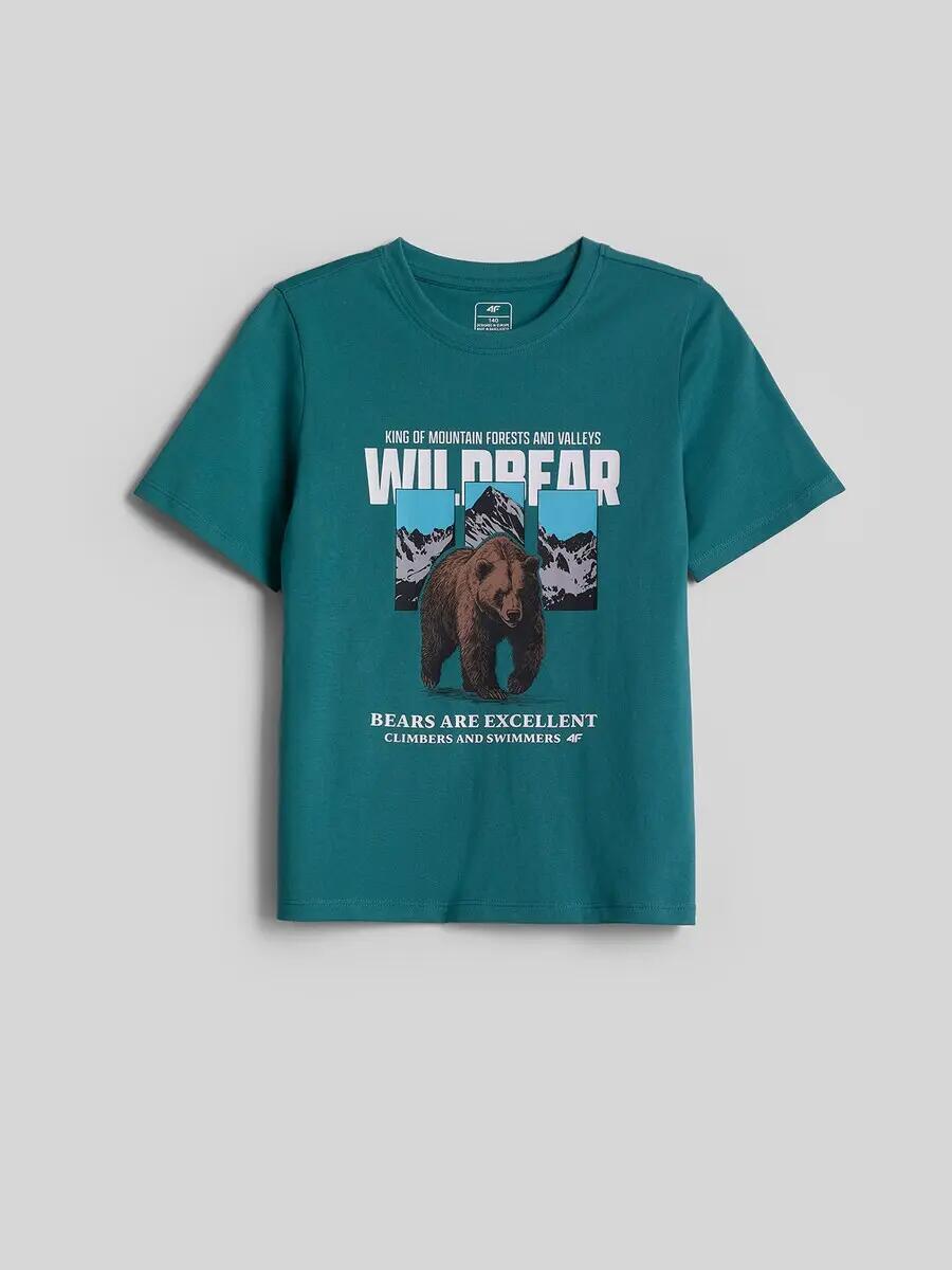 T-shirt regular z nadrukiem chłopięcy 4F 5/6