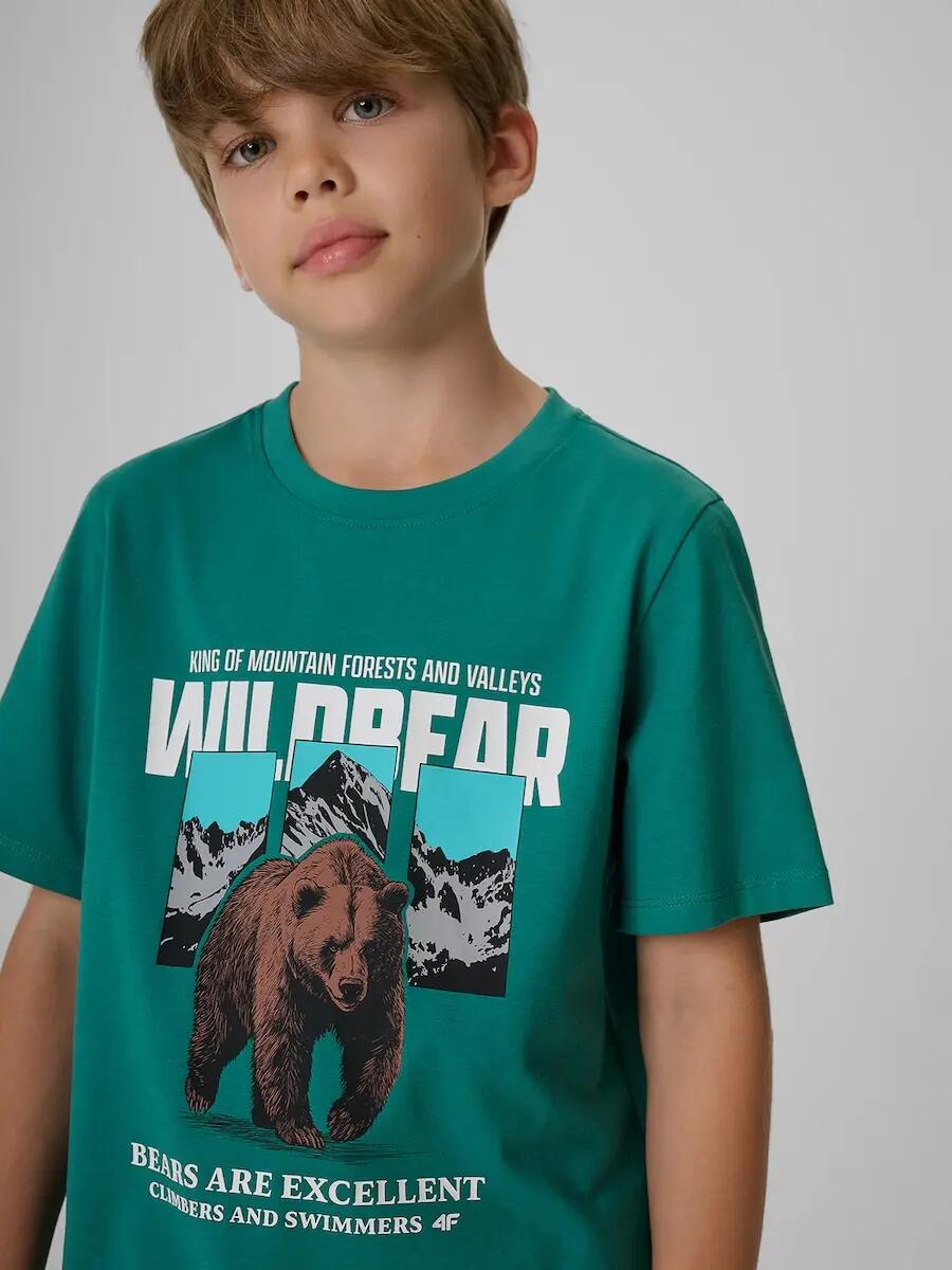 T-shirt regular z nadrukiem chłopięcy 4F 3/6