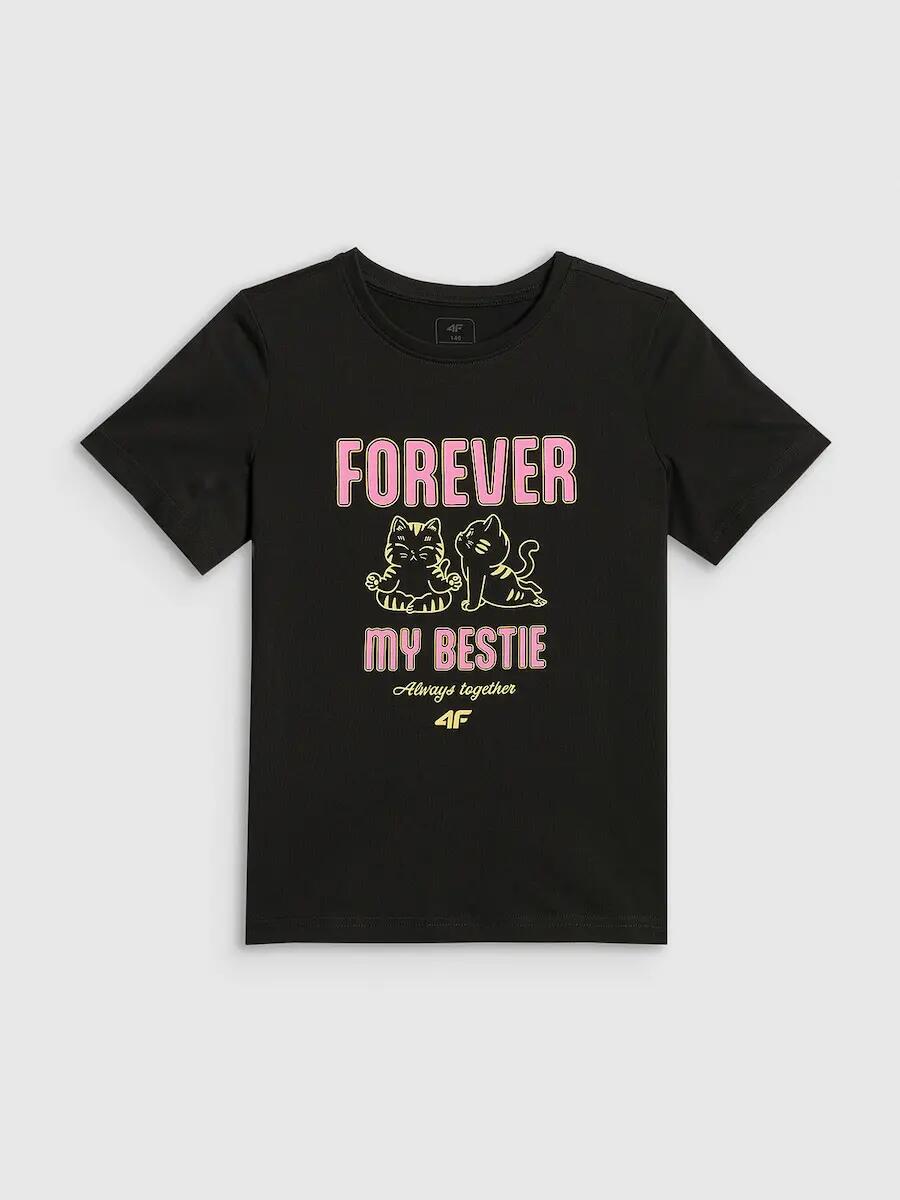 T-shirt regular z nadrukiem dziewczęcy 4F 6/6