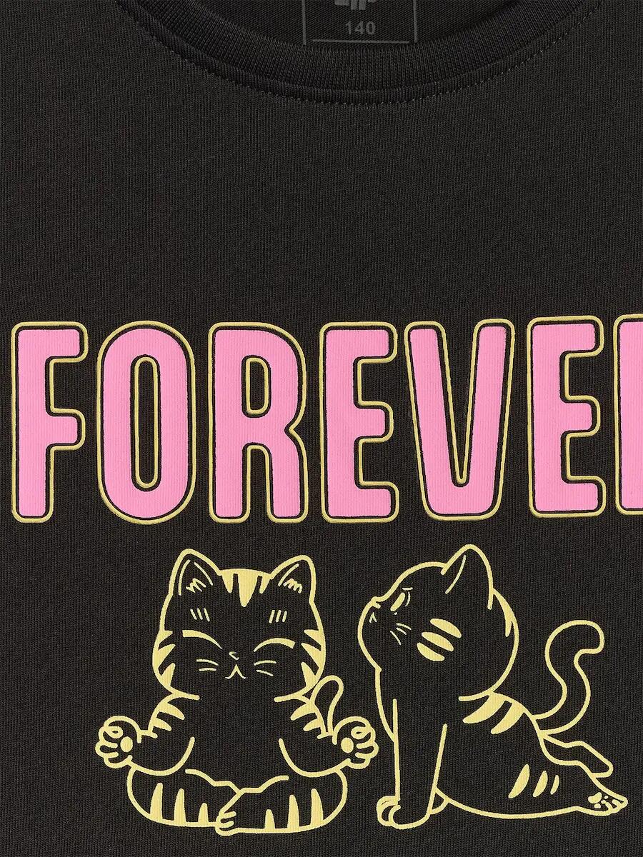 T-shirt regular z nadrukiem dziewczęcy 4F 5/6