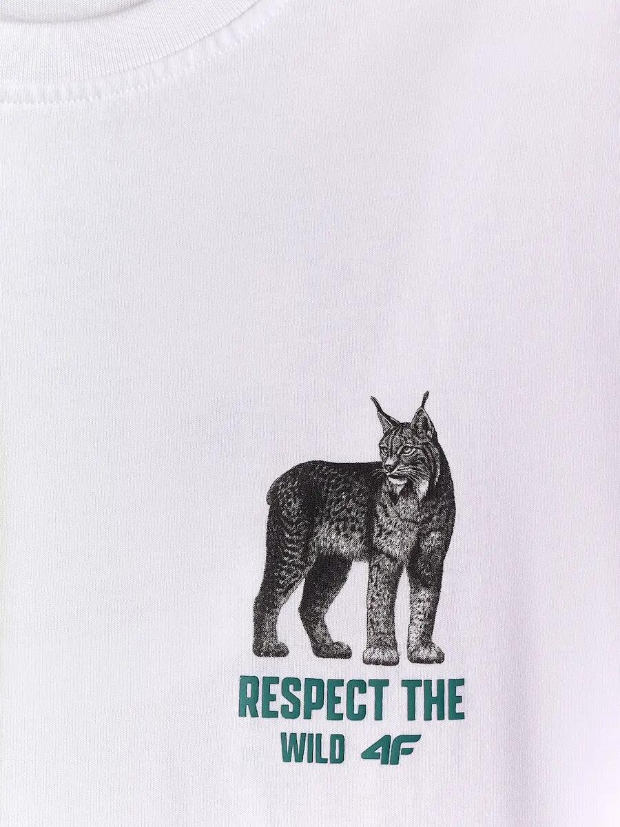 T-shirt regular z nadrukiem chłopięcy 4F 6/7