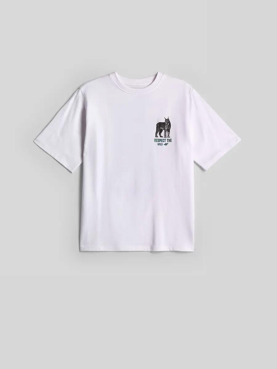 T-shirt regular z nadrukiem chłopięcy 4F 5/7