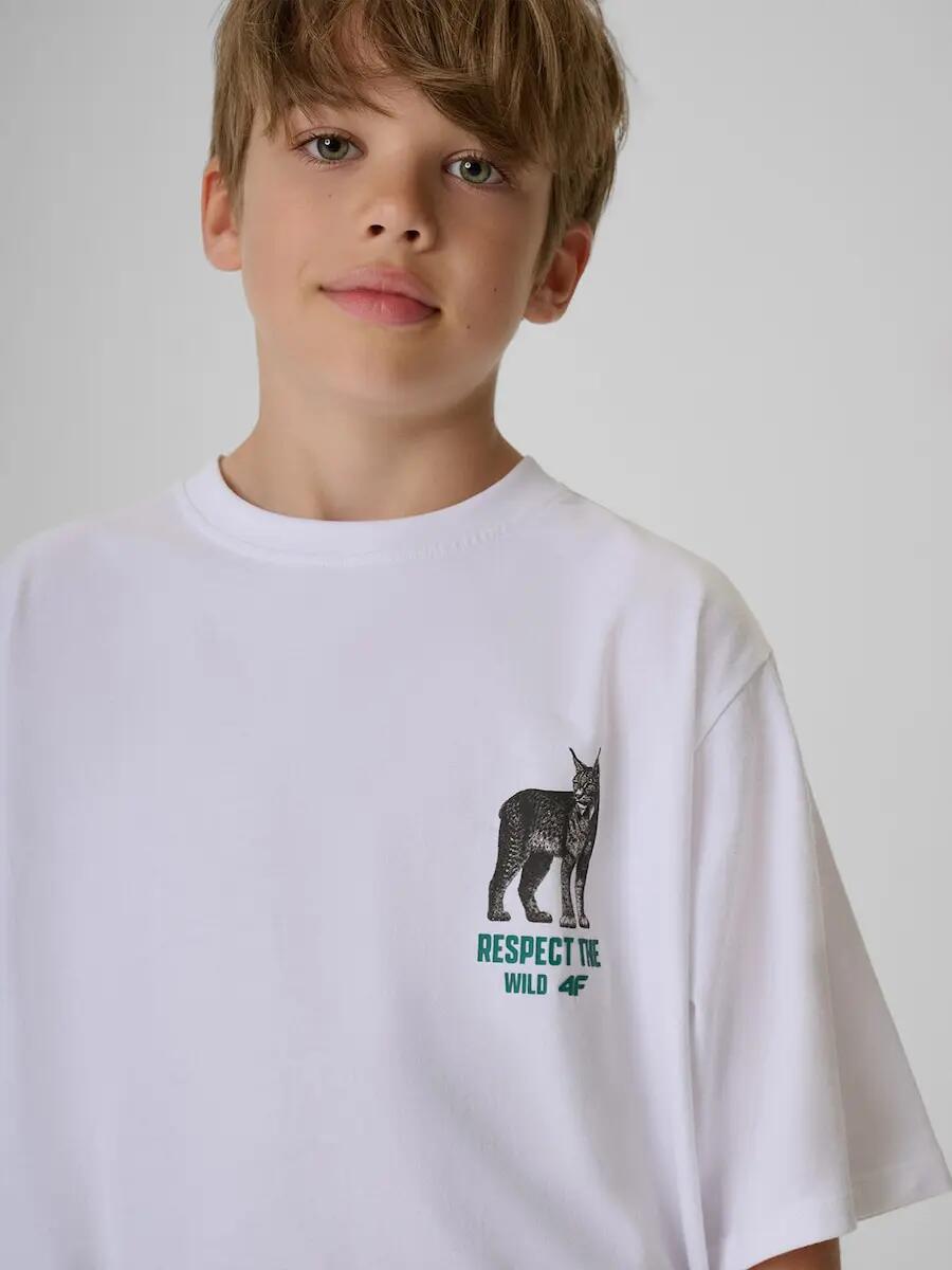 T-shirt regular z nadrukiem chłopięcy 4F 3/7