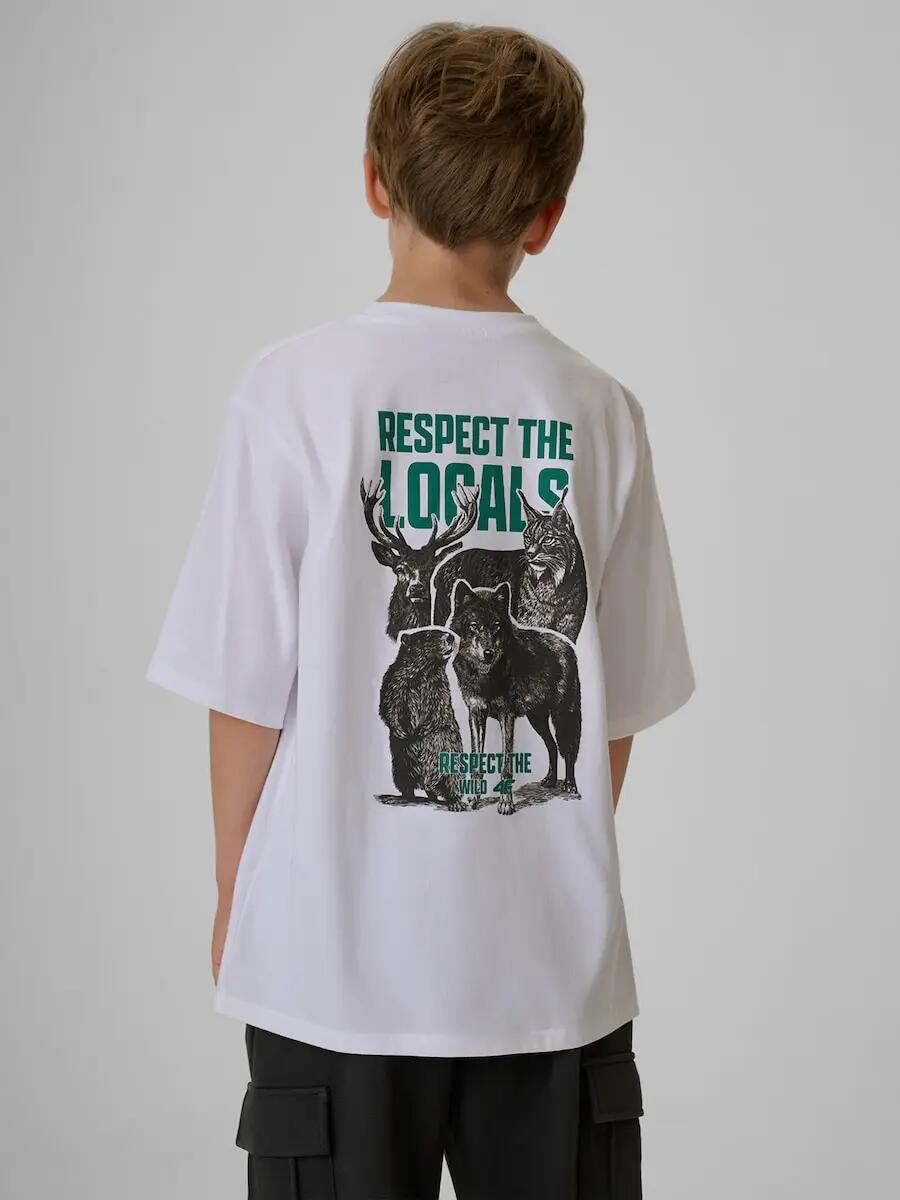 T-shirt regular z nadrukiem chłopięcy 4F 2/7