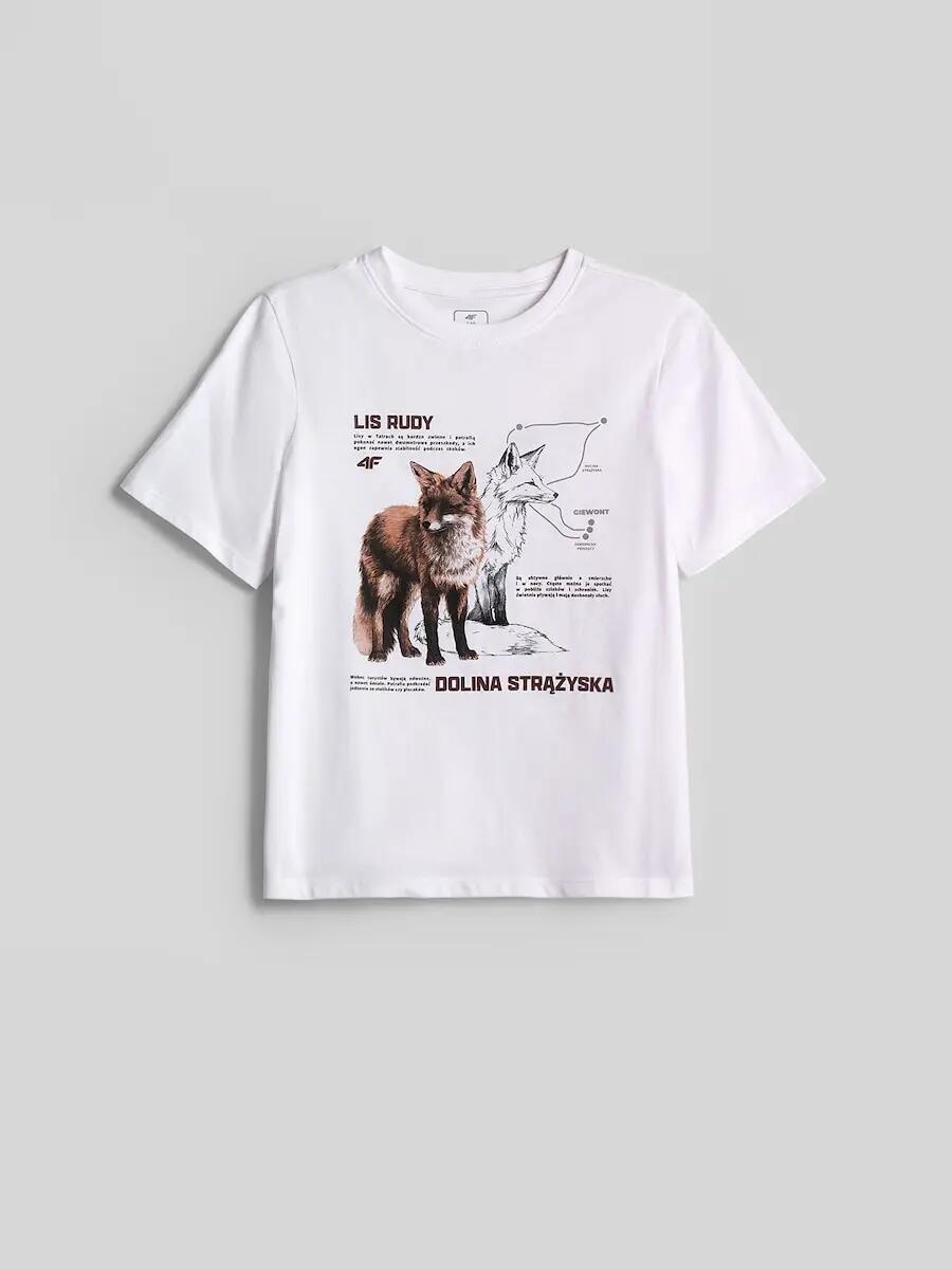 T-shirt regular z nadrukiem chłopięcy 4F 6/6