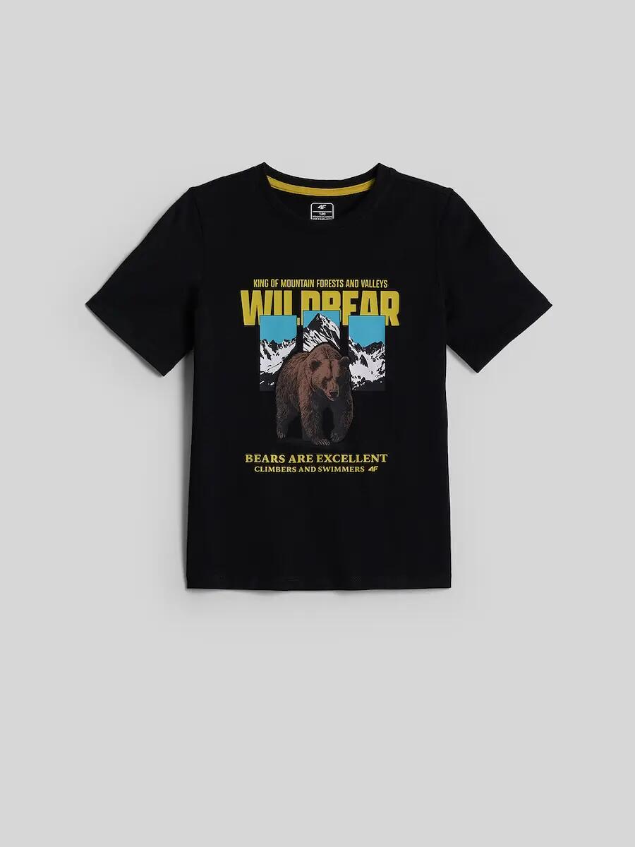 T-shirt regular z nadrukiem chłopięcy 4F 5/6