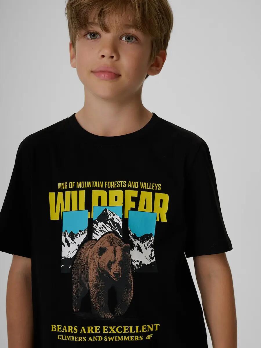 T-shirt regular z nadrukiem chłopięcy 4F 3/6