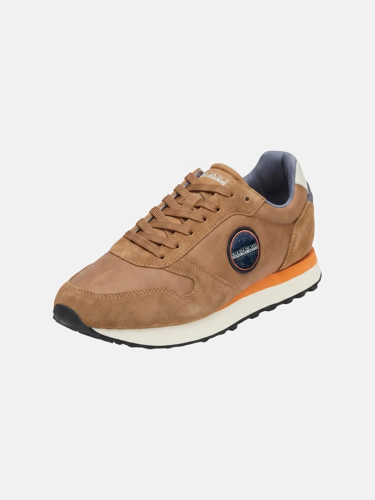 Sneakers Napapijri bărbat maro piele cu șireturi casual