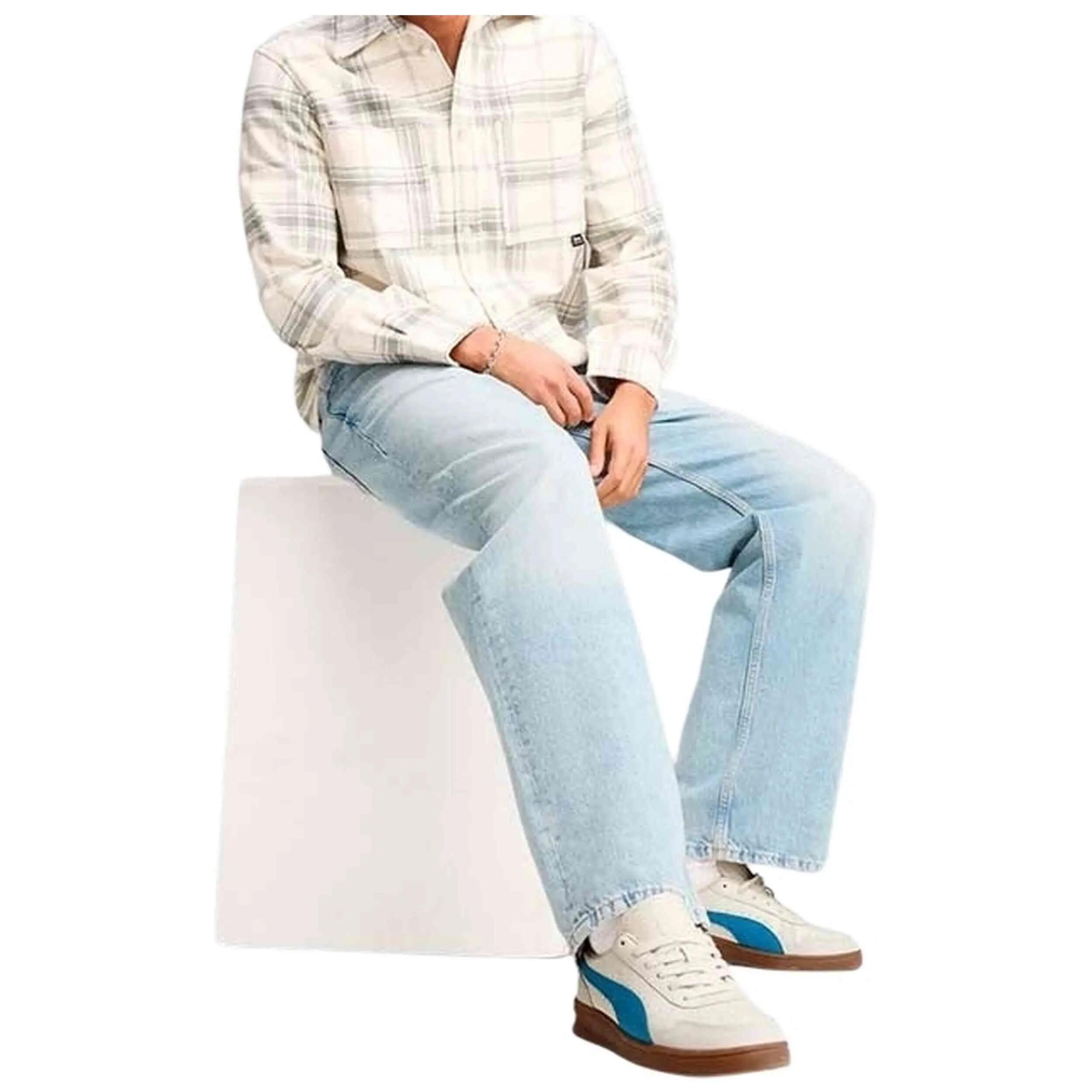 Sapatilhas Puma modelo Indoor OG "Frosted Ivory Tropical Blue" para homem 4/5