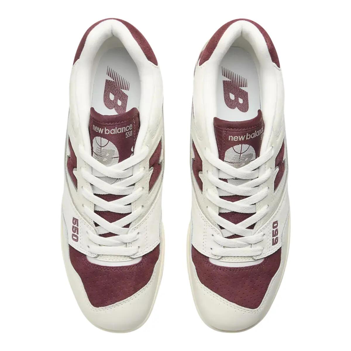 New Balance 550 Sea Salt Classic Crimson 3/5
