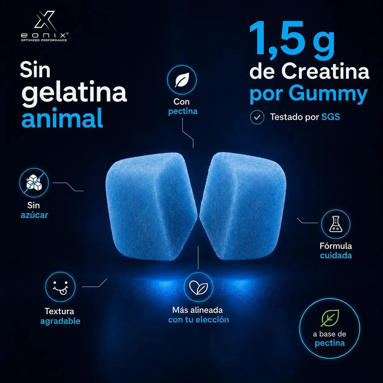 Creatina en gominolas 3 g/dosis Blueberry 60 uds EONIX 5/6