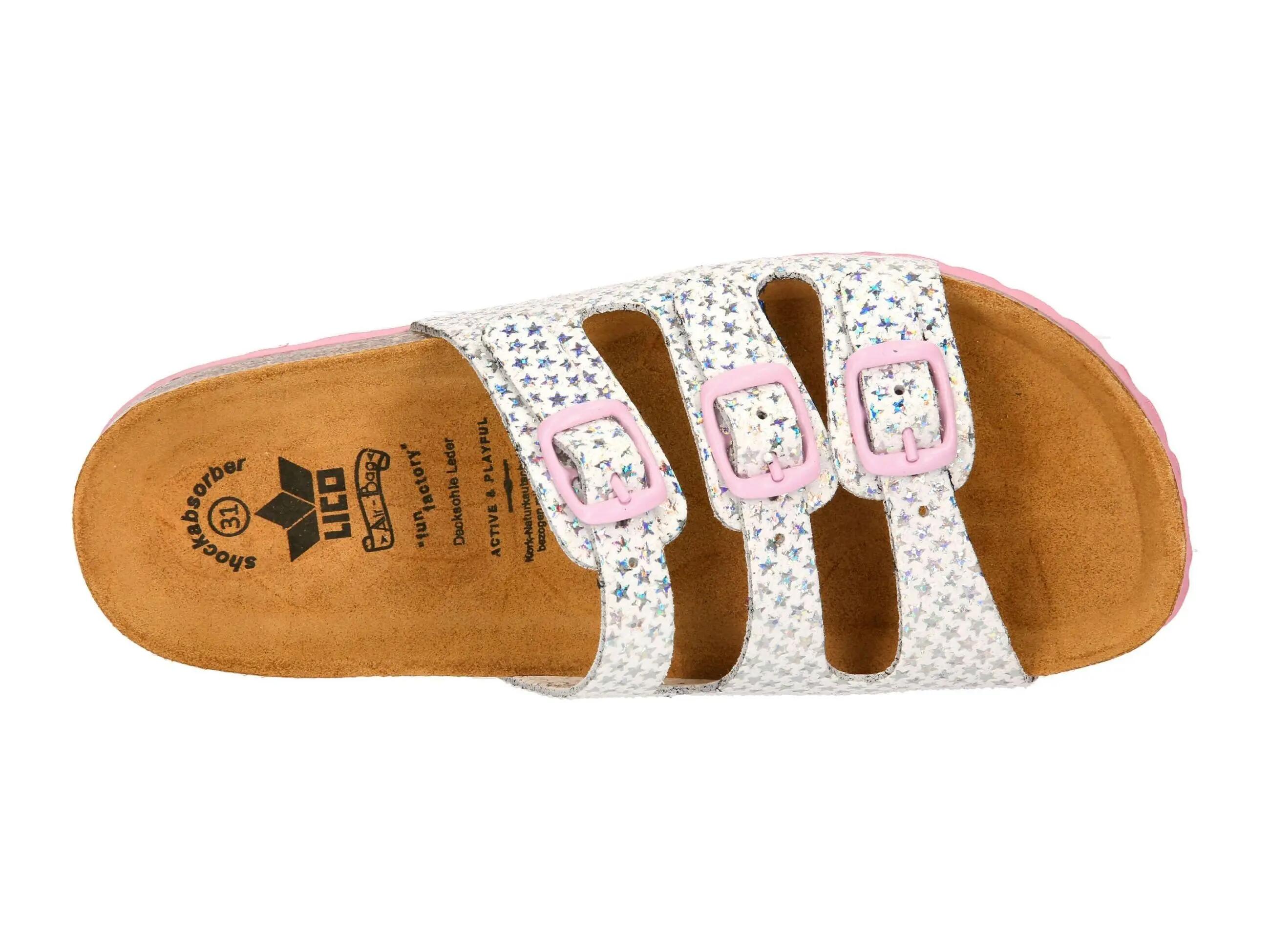Mule - femme - pailletée, cuir, EVA - LICO BIOLINE STARLINE 5/6