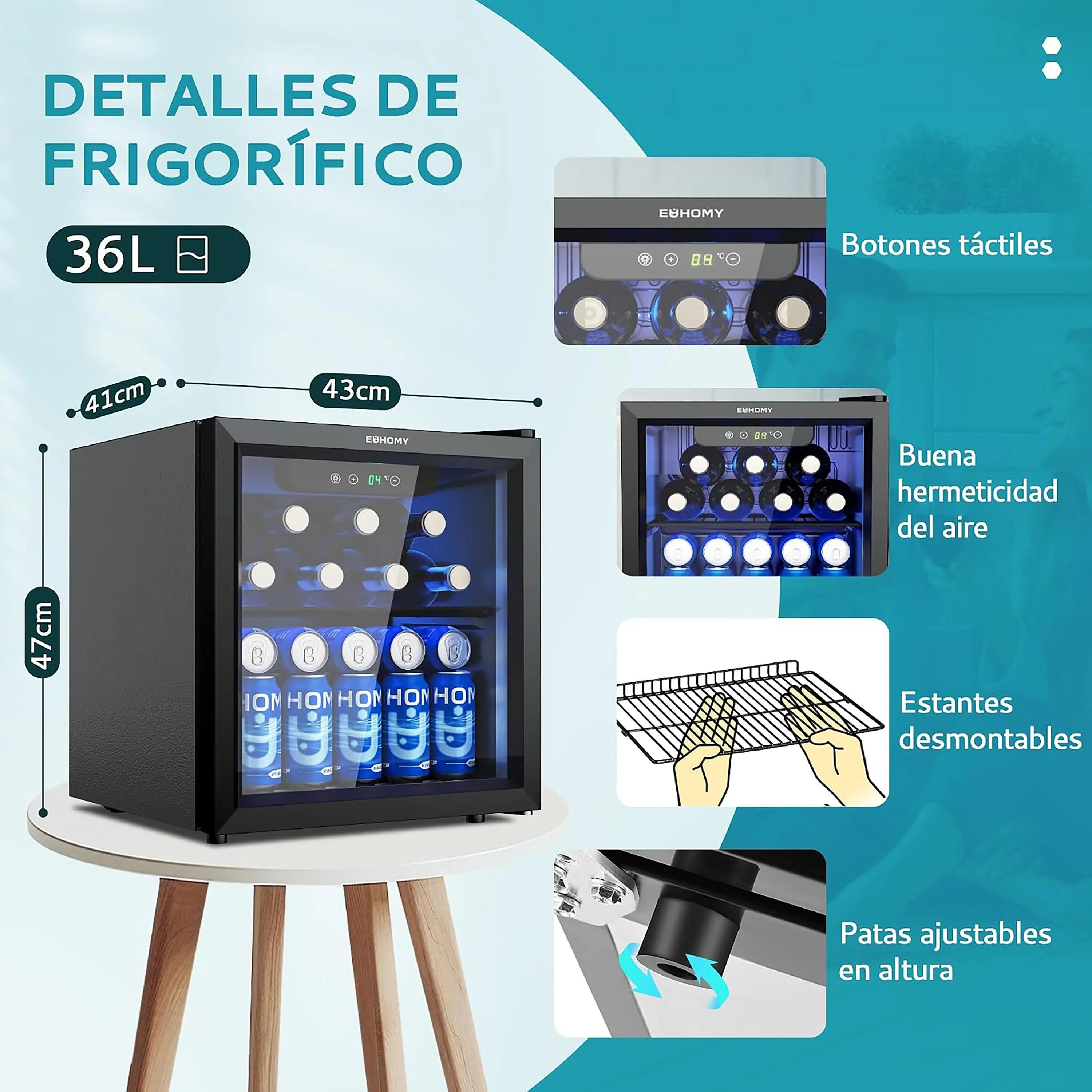 Euhomy nevera para bebidas de 36L negra 3/6