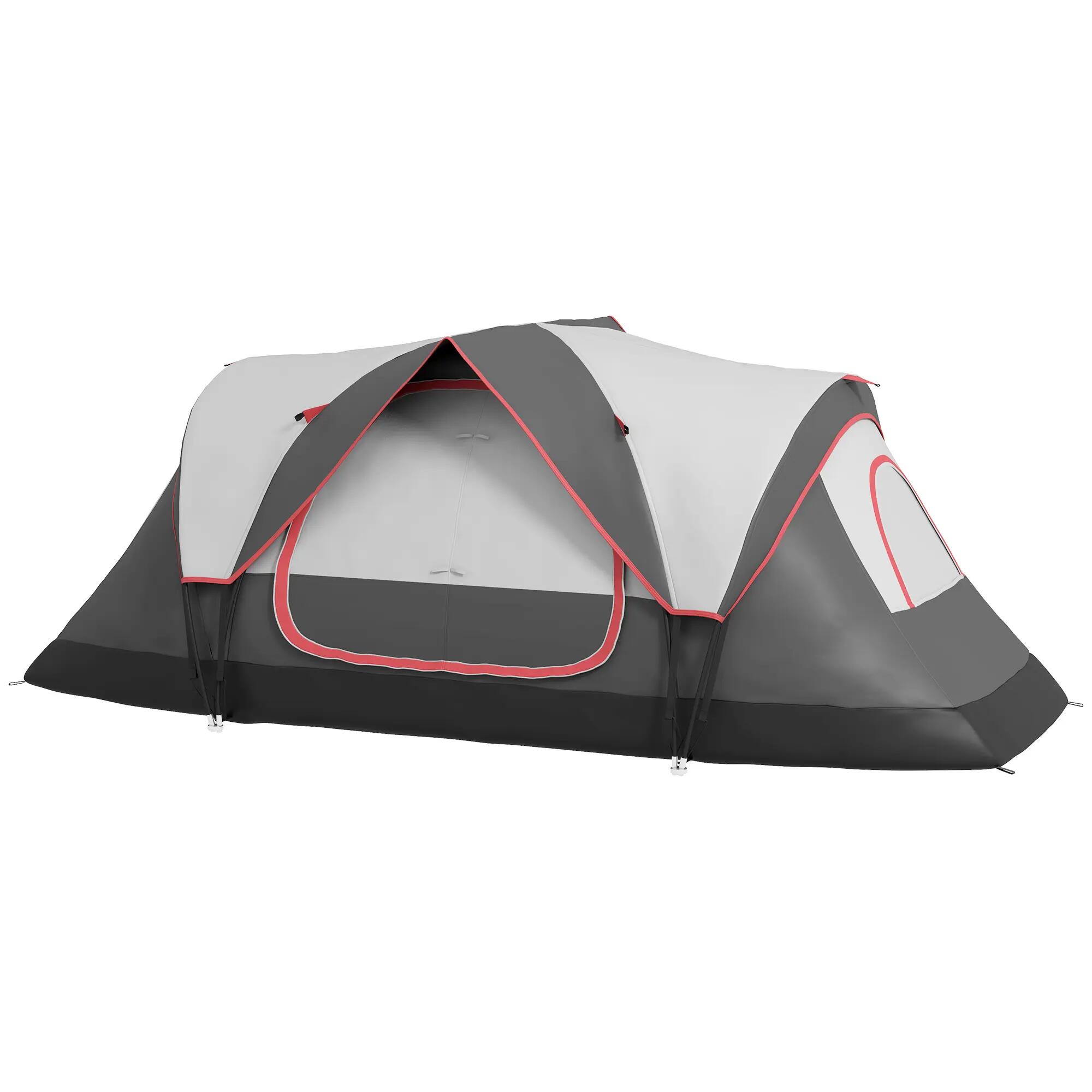 Tente pliable 2 chambres sac étanche randonnée 450x215x180cm grise 2/6