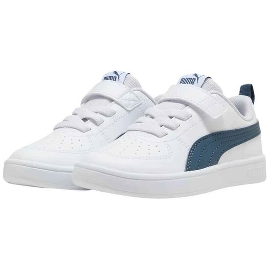 Zapatillas Puma modelo Rickie "White-Evening Blue" para niños unisex