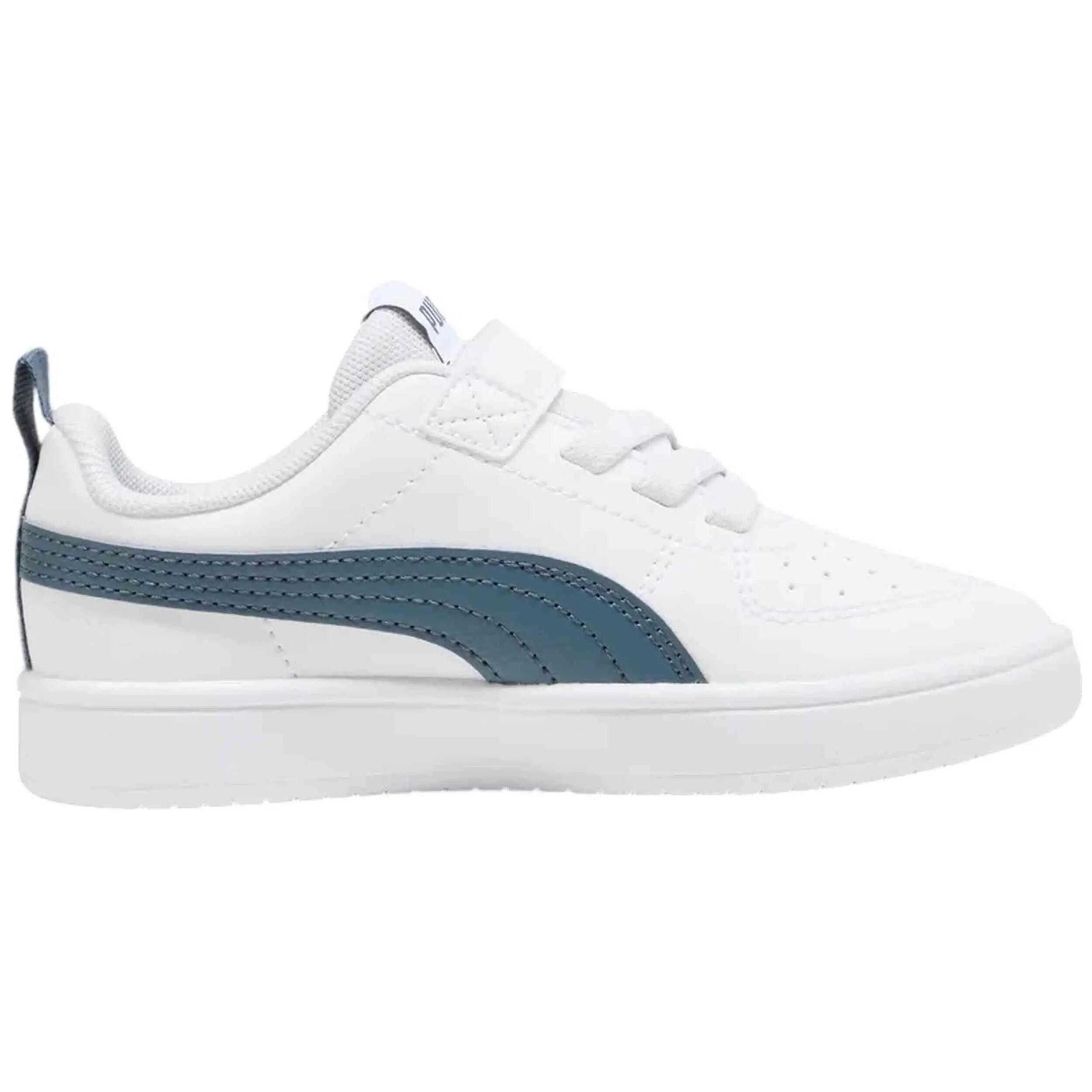 Schoen Puma model Rickie "White-Evening Blue" voor unisex jongens 4/5