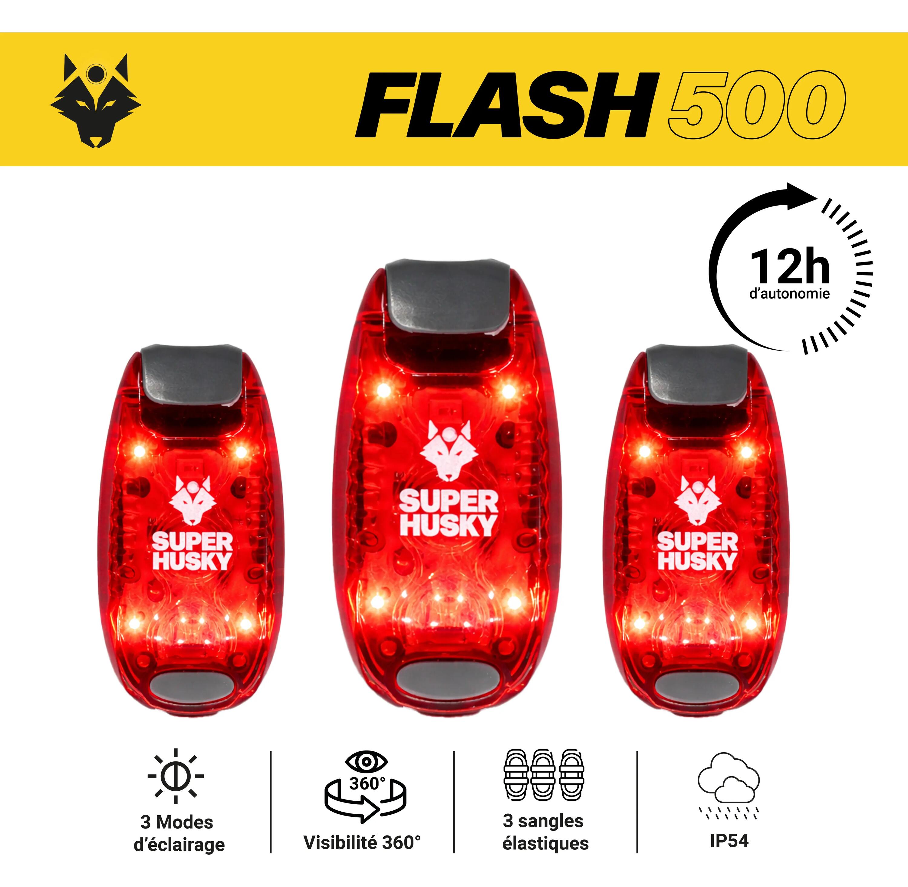 Pack éclairage vélo 300 lm + 3 LED rouges HYBRID600 + FLASH500 9/15