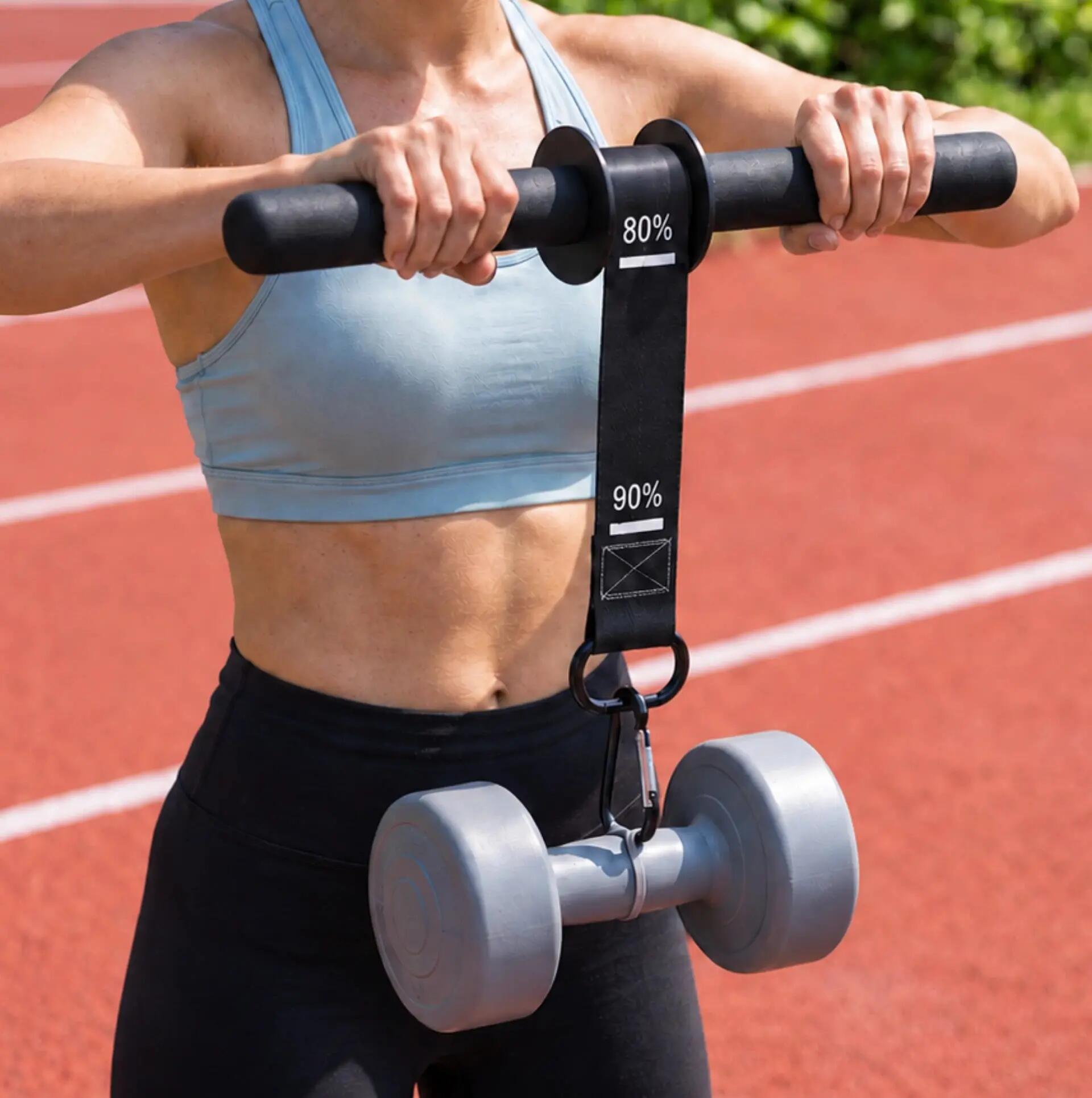 Rolo de musculação antebraços e pulsos - pega antiderrapante - carga ajustável 3/4