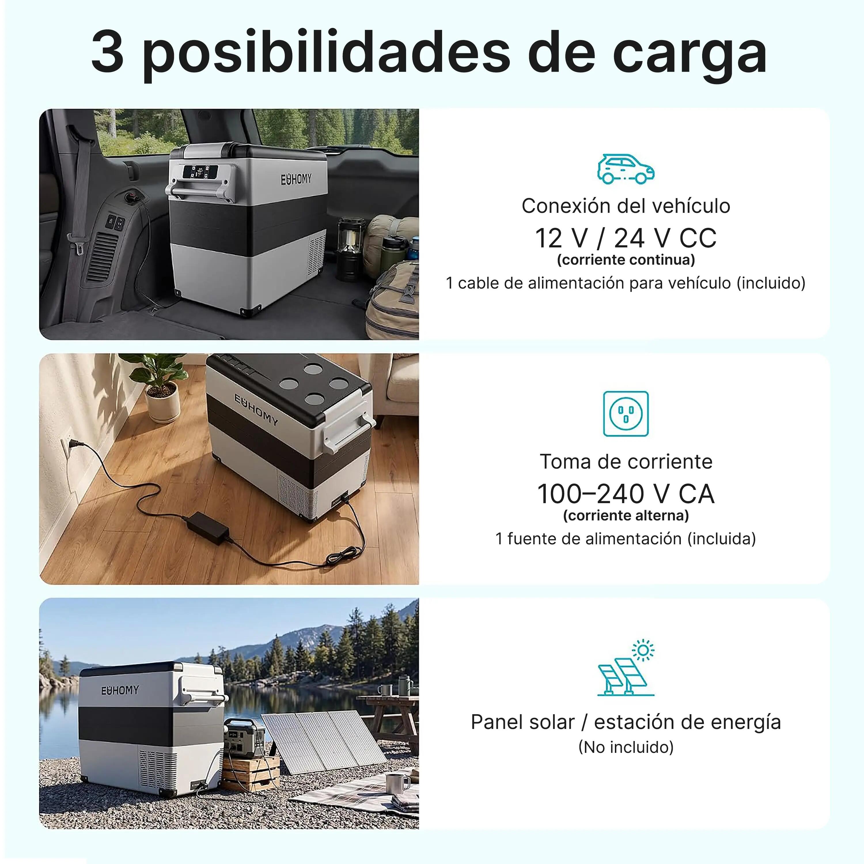 Euhomy nevera portátil para coche de 55L gris 5/6