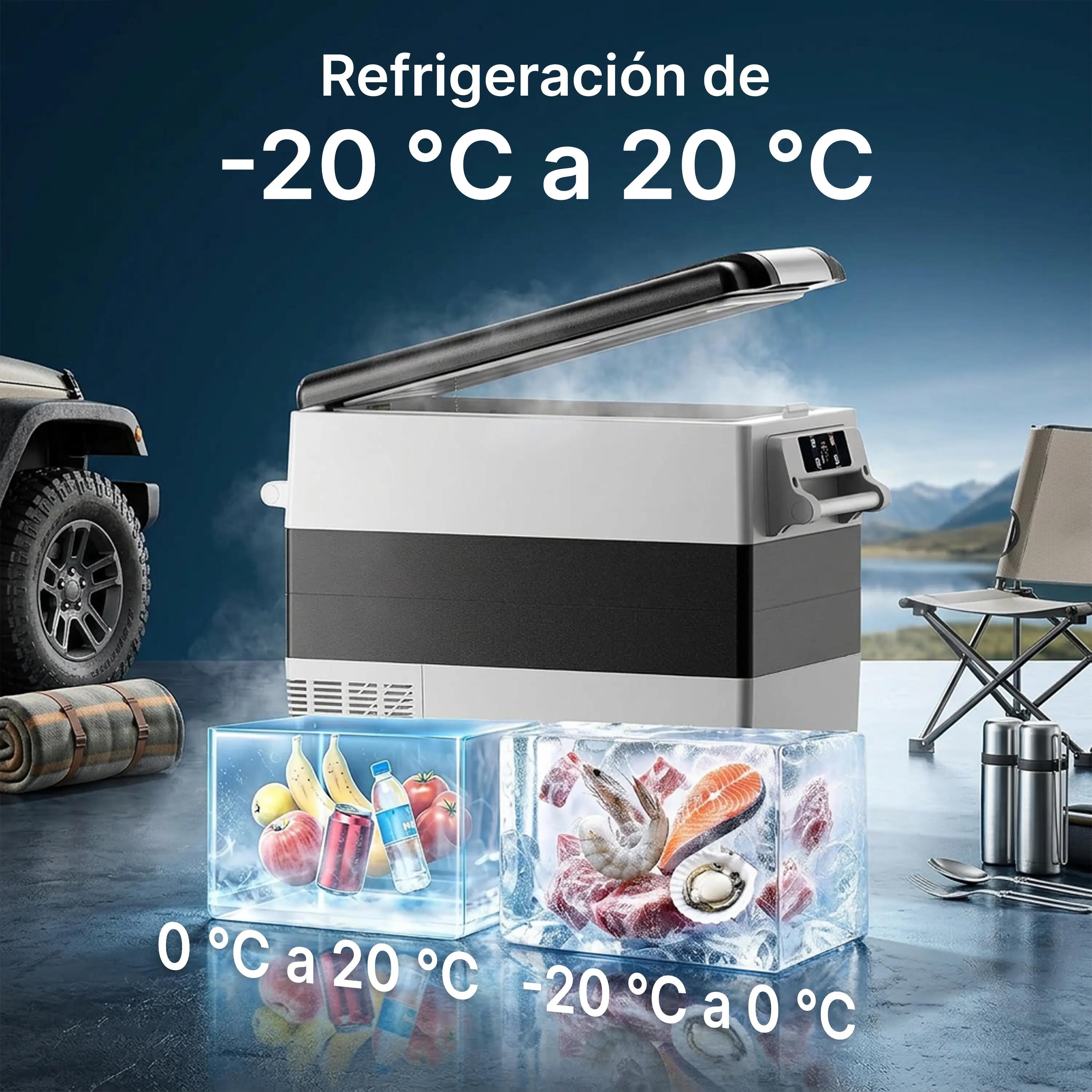 Euhomy nevera portátil para coche de 55L gris 3/6