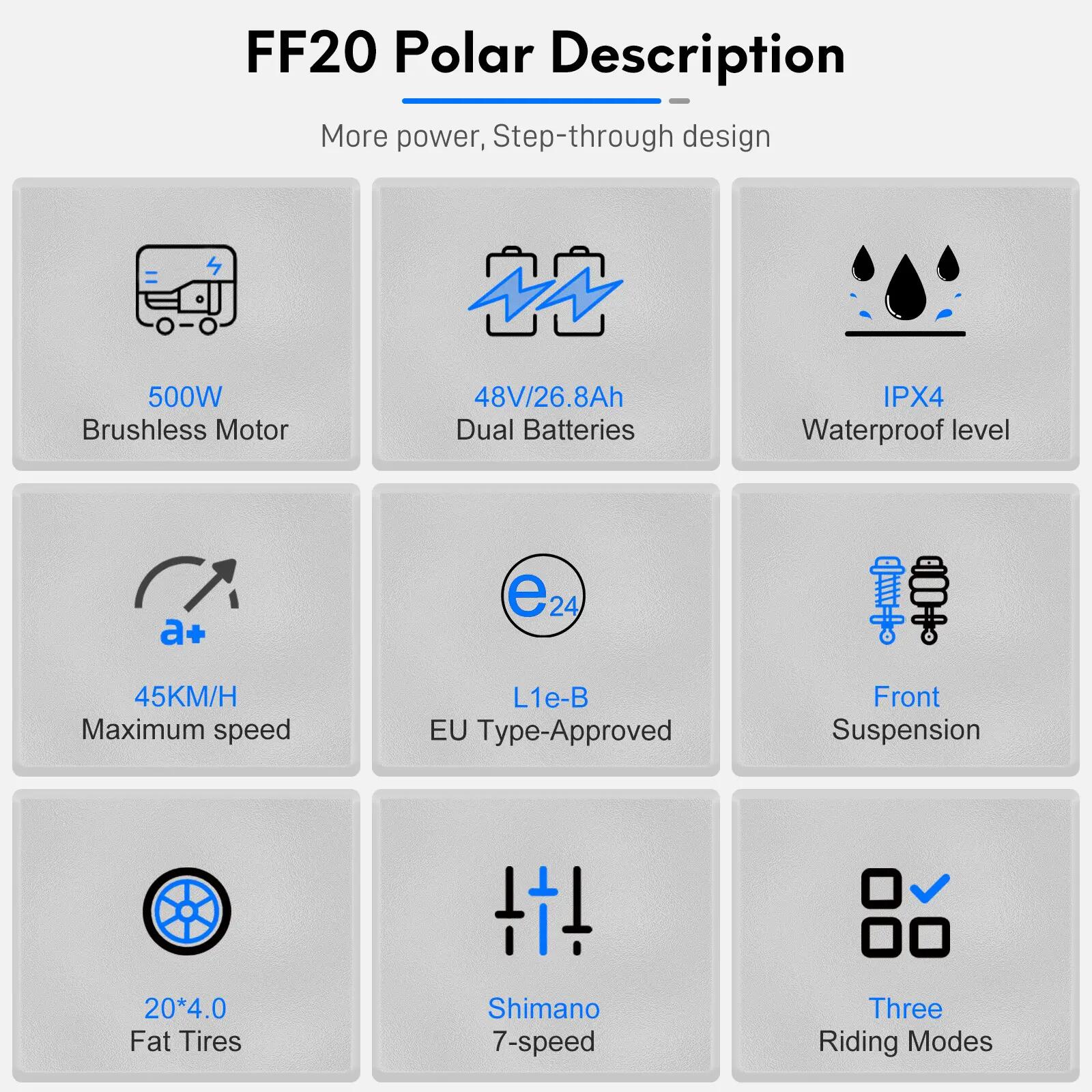 Fafrees FF20 Polar elektrische fiets voor volwassenen,48V 26,8Ah accu 8/15