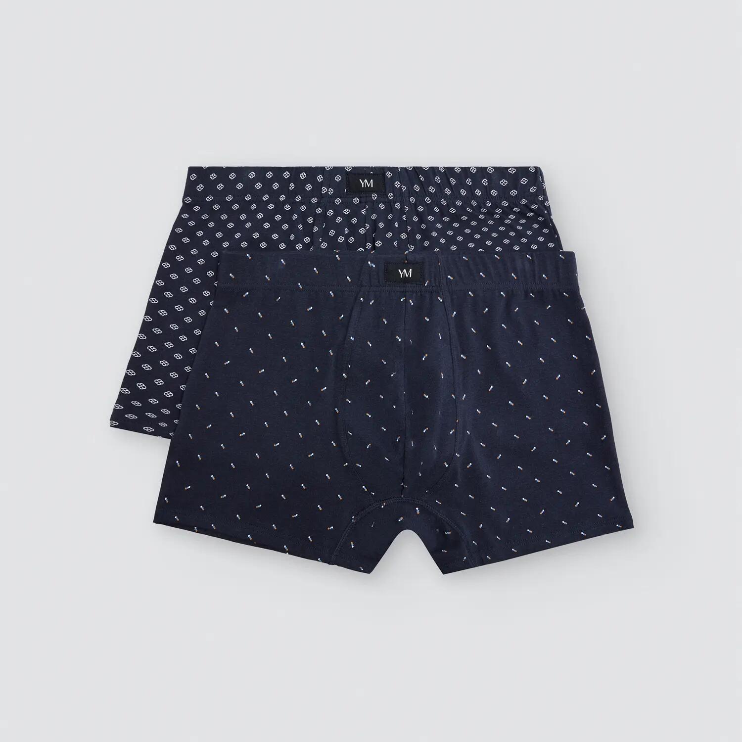 Lot de 2 boxers en coton imprimés motifs minimalistes 1/7