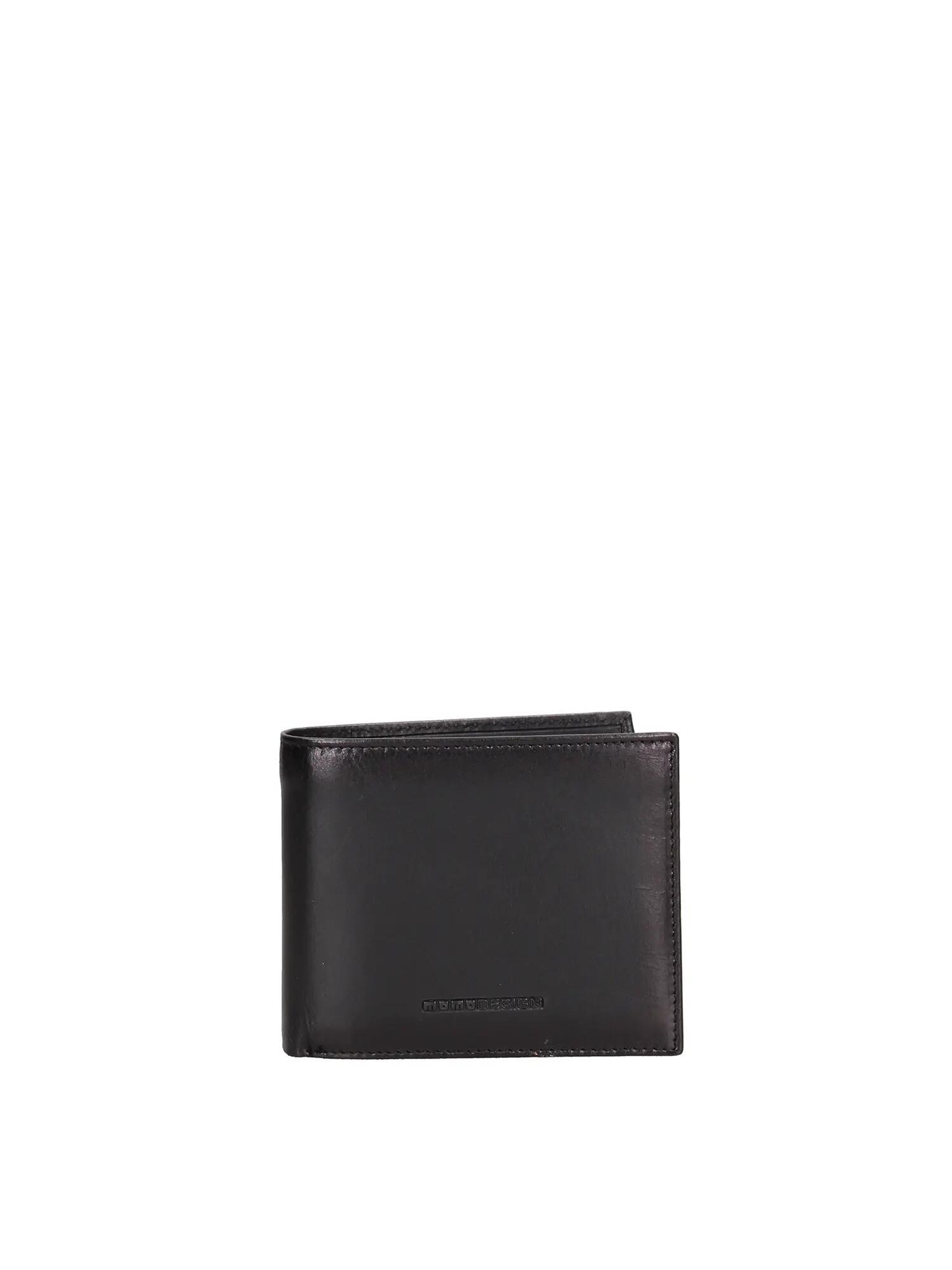 Portofel Bărbați Piele Adevărată Momo Design Negru Compact 12x9,7 cm