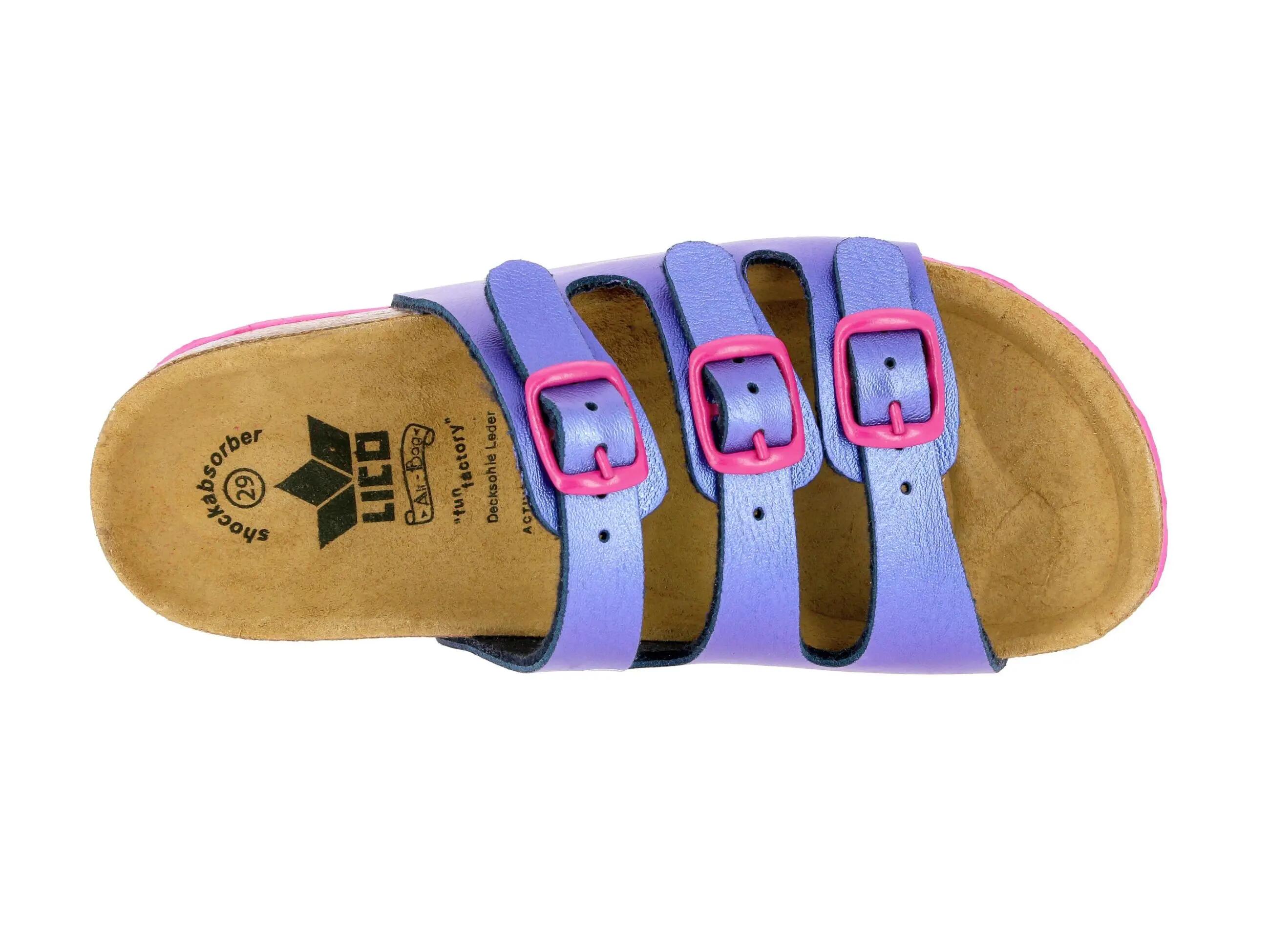 Kinder - pantoletten - lico bioline - lila-rosa 5/6