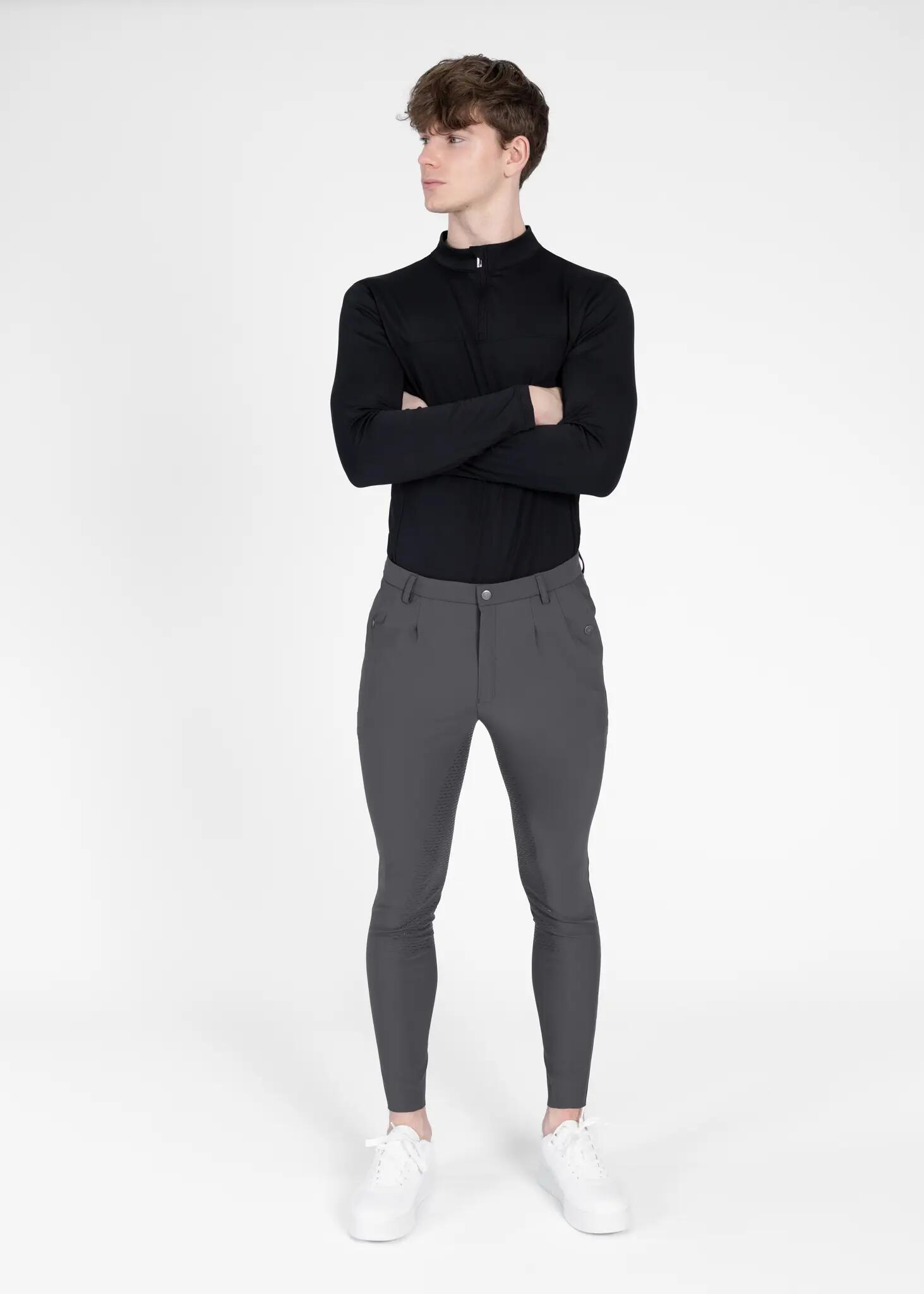 Pantalón Hombre Equitación Maximilian Founder Full Grip Grafito 7/8