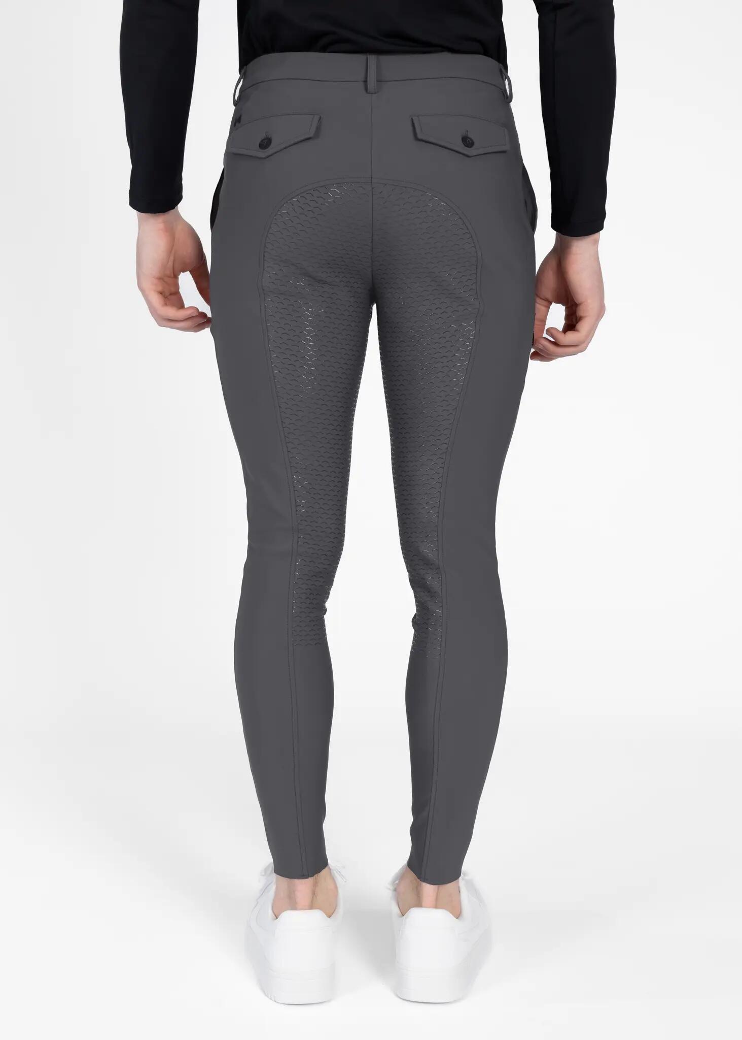 Pantalón Hombre Equitación Maximilian Founder Full Grip Grafito 3/8