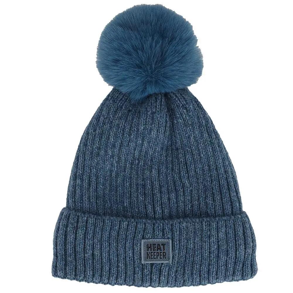 Gorro Térmico con Pompón Mujer - Denim jaspeado 3/4
