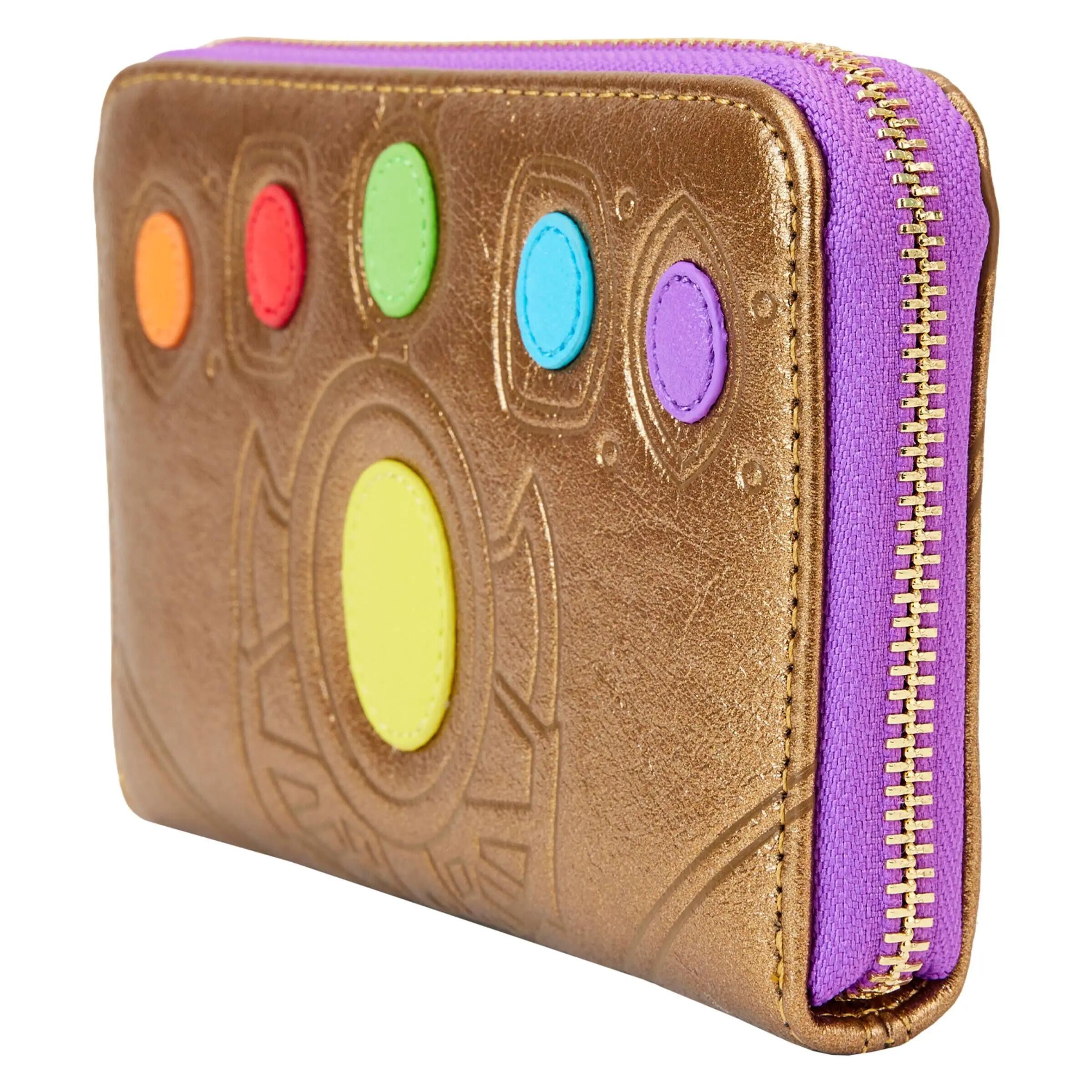 Dziecięcy portfel Loungefly LF MARVEL SHINE THANOS GAUNTLET ZIP AROUND WALLET 3/4