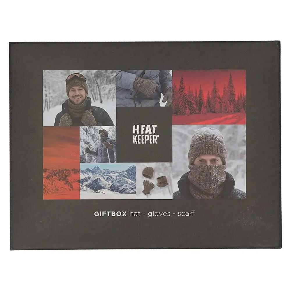 Geschenkset Herren - Mütze + Schlauchschal + Handschuhe - Dunkles Taupe meliert 2/6