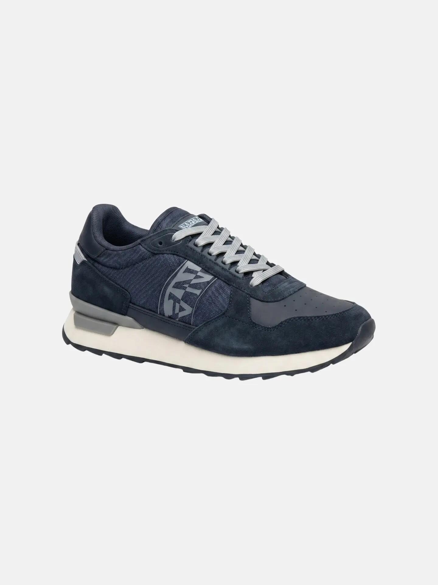 Adidași Napapijri bărbați albastri din piele și poliester cu șireturi