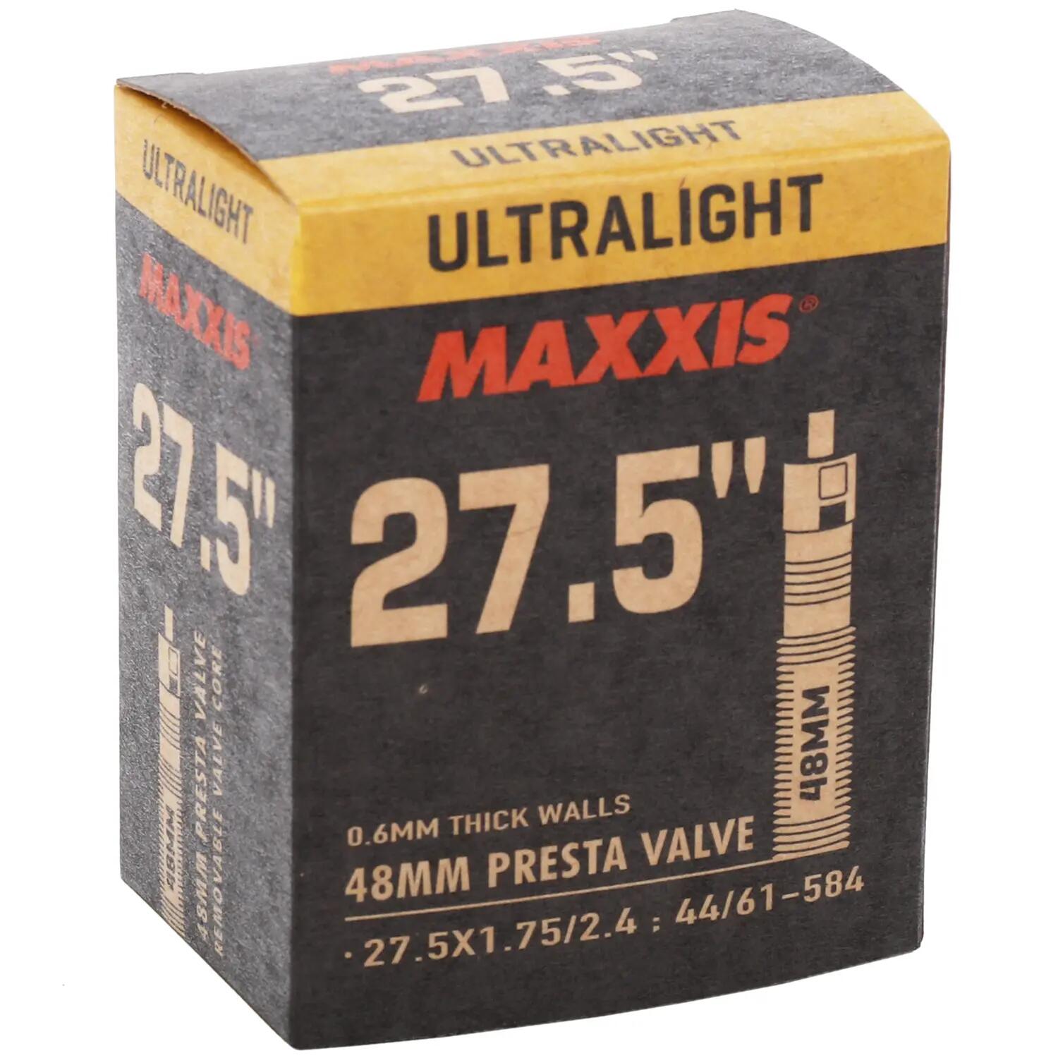 Camera roata bicicleta Maxxis Ultralight 27.5 inch, 0.6mm, Presta 48mm, negru