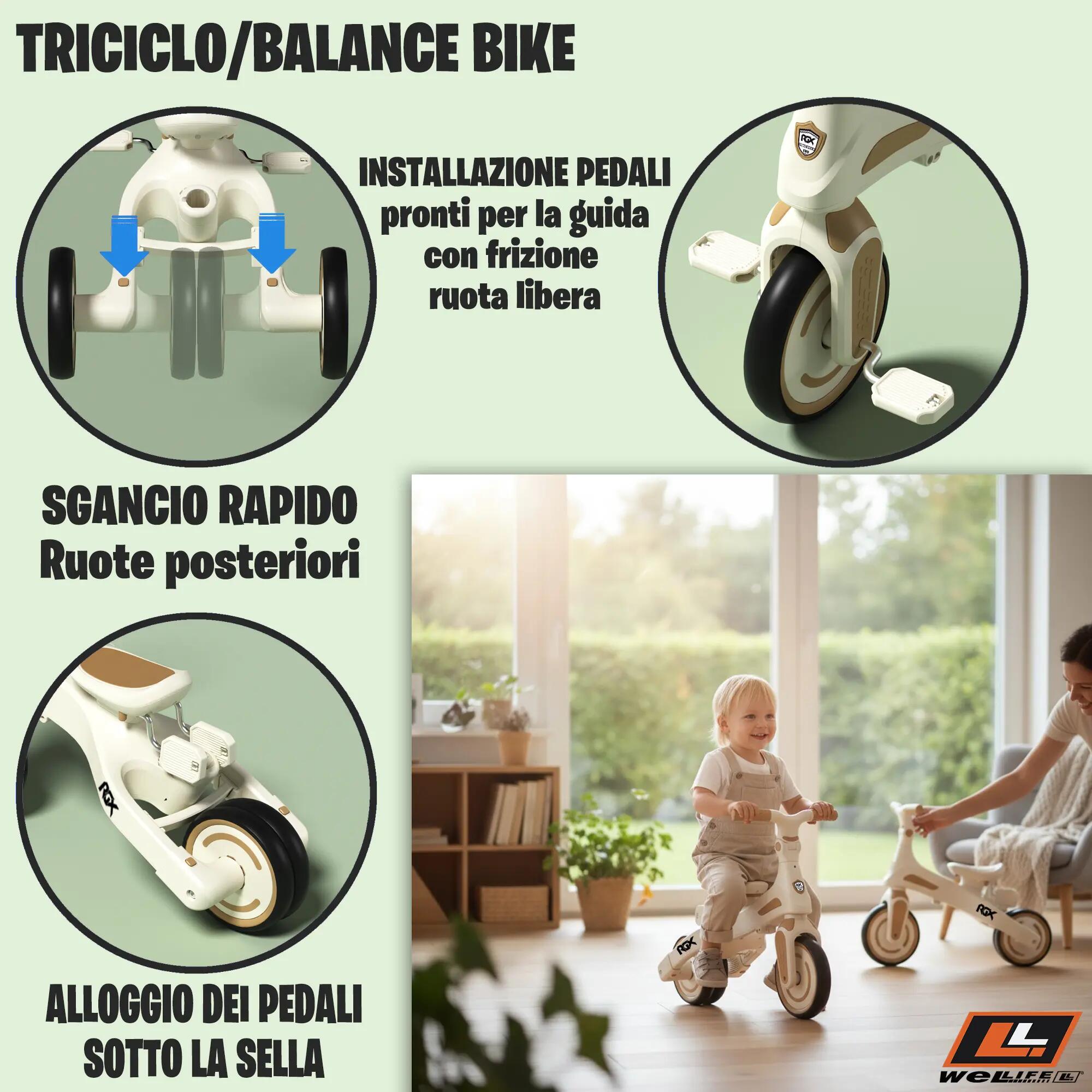 Triciclo Evolutivo 5 in 1 Bambini 1-3 Anni RGX EVO 7/9