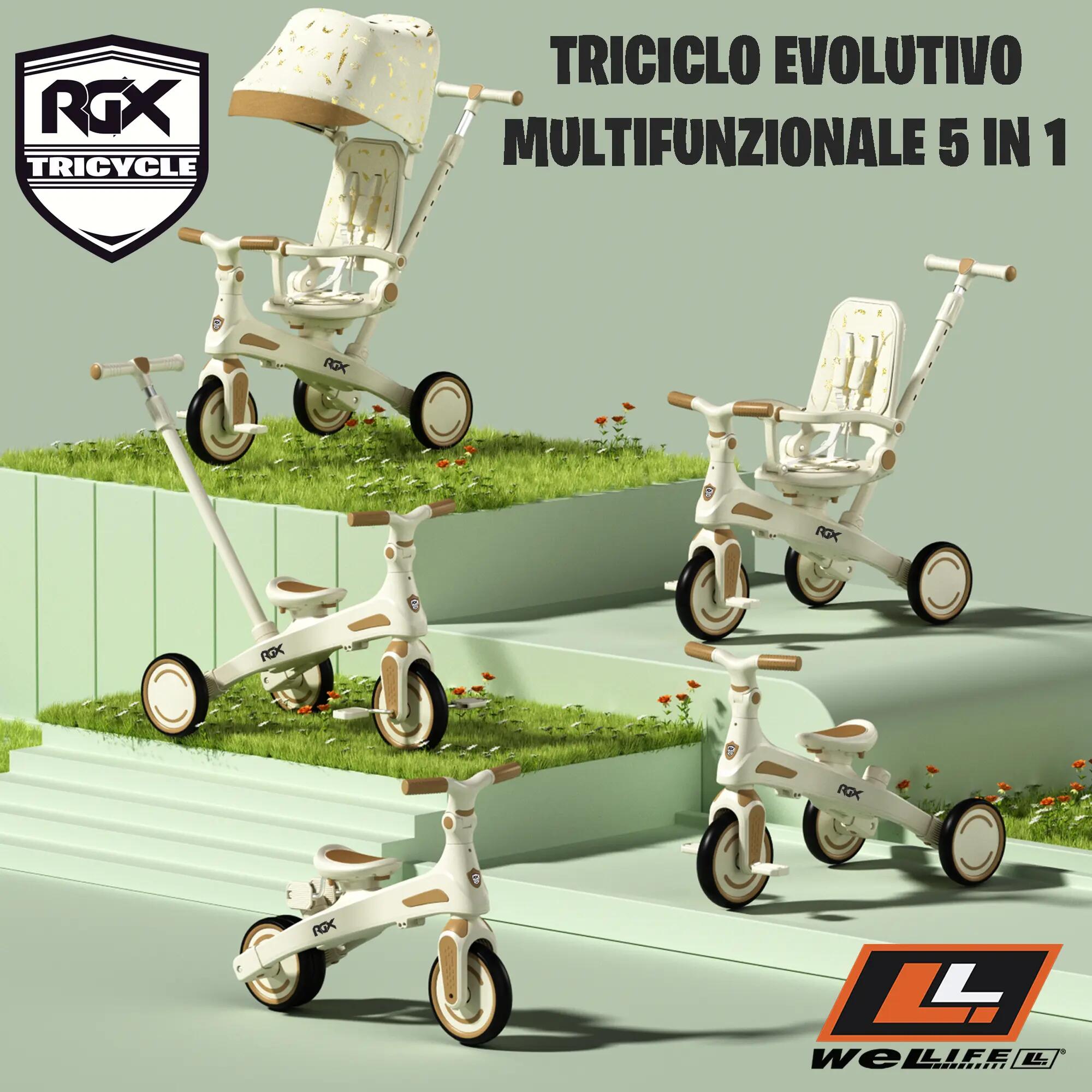 Triciclo Evolutivo 5 in 1 Bambini 1-3 Anni RGX EVO 2/9