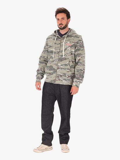 Herren Hoodie Diesel Camouflage Grün Baumwolle mit Reißverschluss und Kapuze