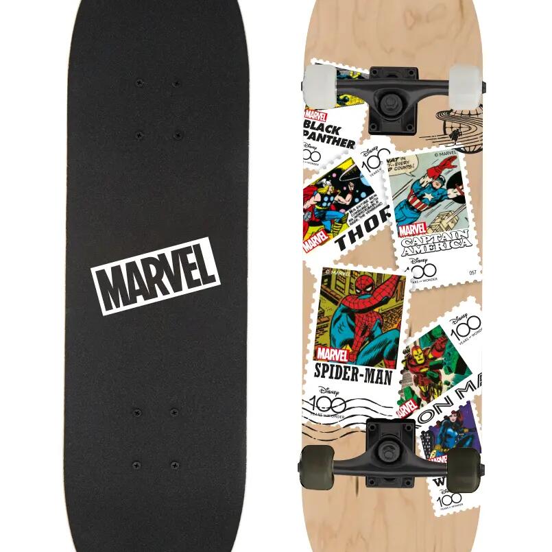 Skateboarding wooden skateboard 9-ply maple aluminium trucks Marvel stamps