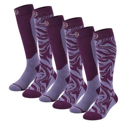 Chaussettes de Ski Montantes - 6 paires - Violet Imprimé zèbre