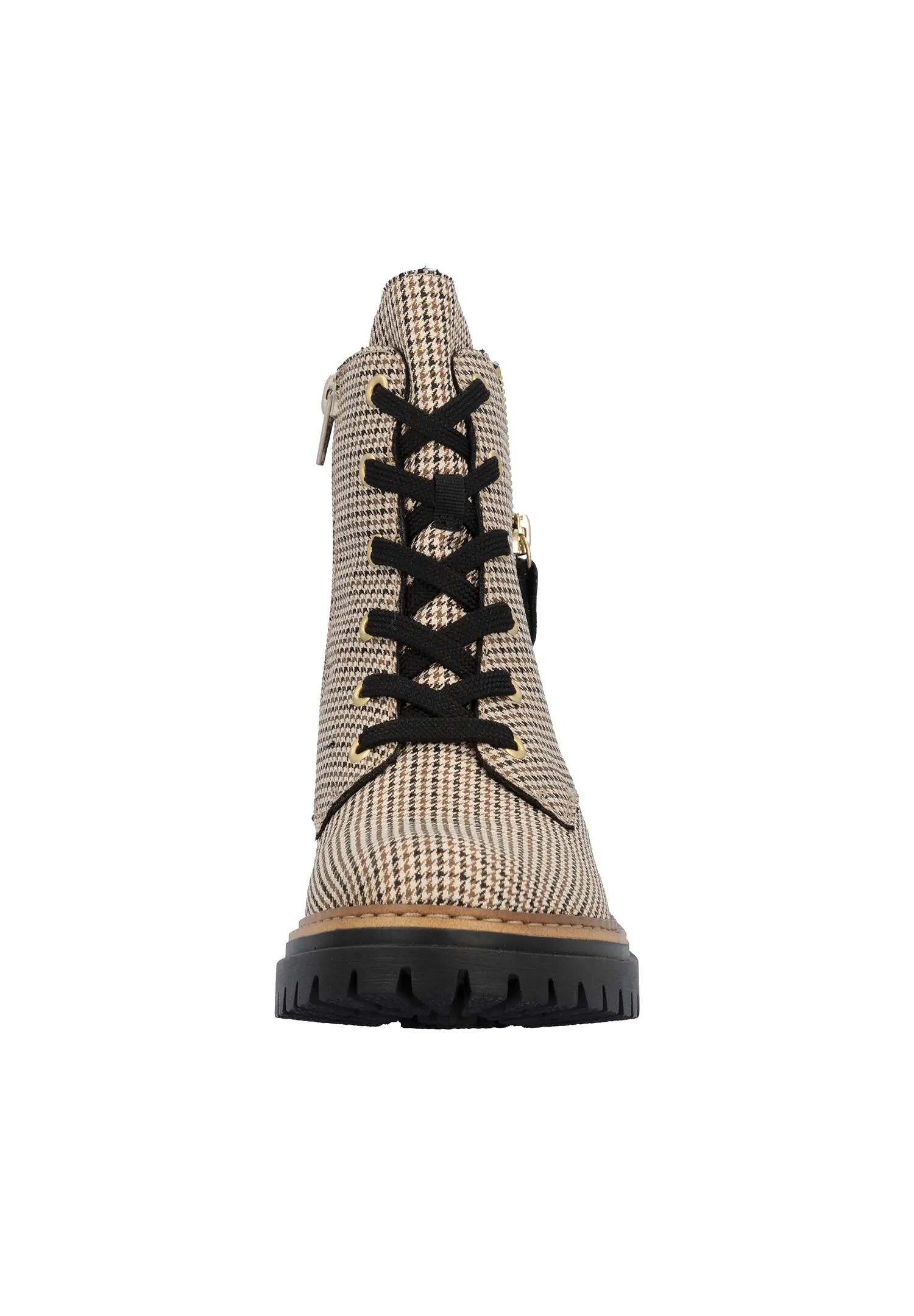 Rieker Damen 72617 Biker Boots Schnürstiefel Blockabsatz Beige 5/7