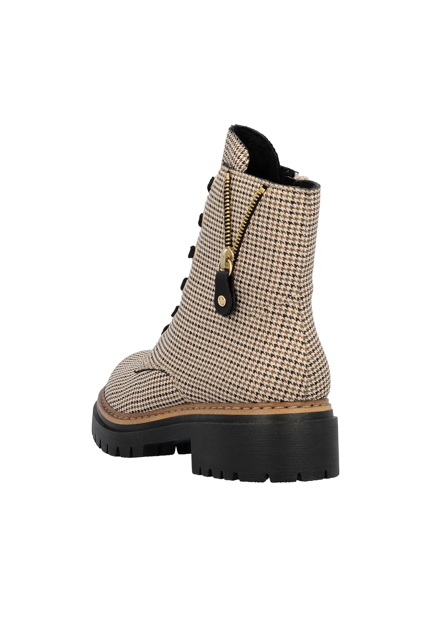 Rieker Damen 72617 Biker Boots Schnürstiefel Blockabsatz Beige 2/7