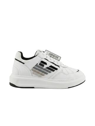 Plateau-Sneakers Damen Emporio Armani Weiß Schwarz Schnürer