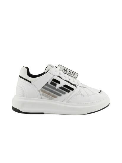 Plateau-Sneakers Damen Emporio Armani Weiß Schwarz Schnürer