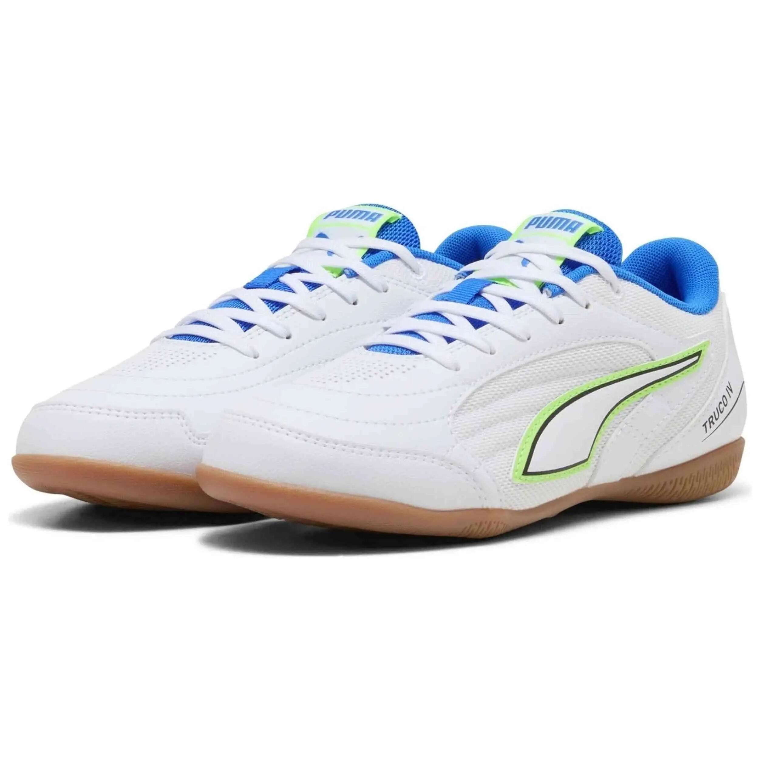 Botas de futbol Puma modelo Truco IV "PUMA White-Green Glare-U para niños unisex 4/5